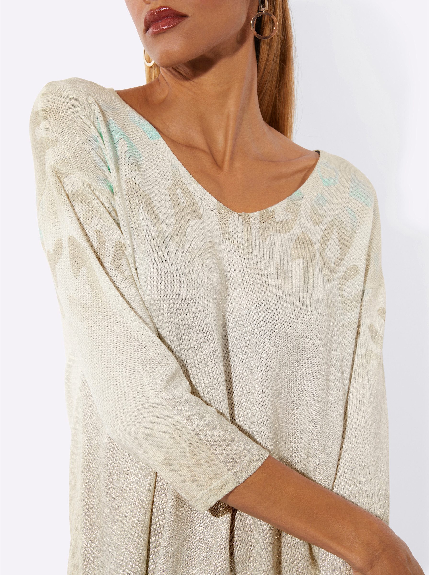 creation L Strickpullover Lyocell-Baumwoll-Pullover 3/4-Arm Jersey