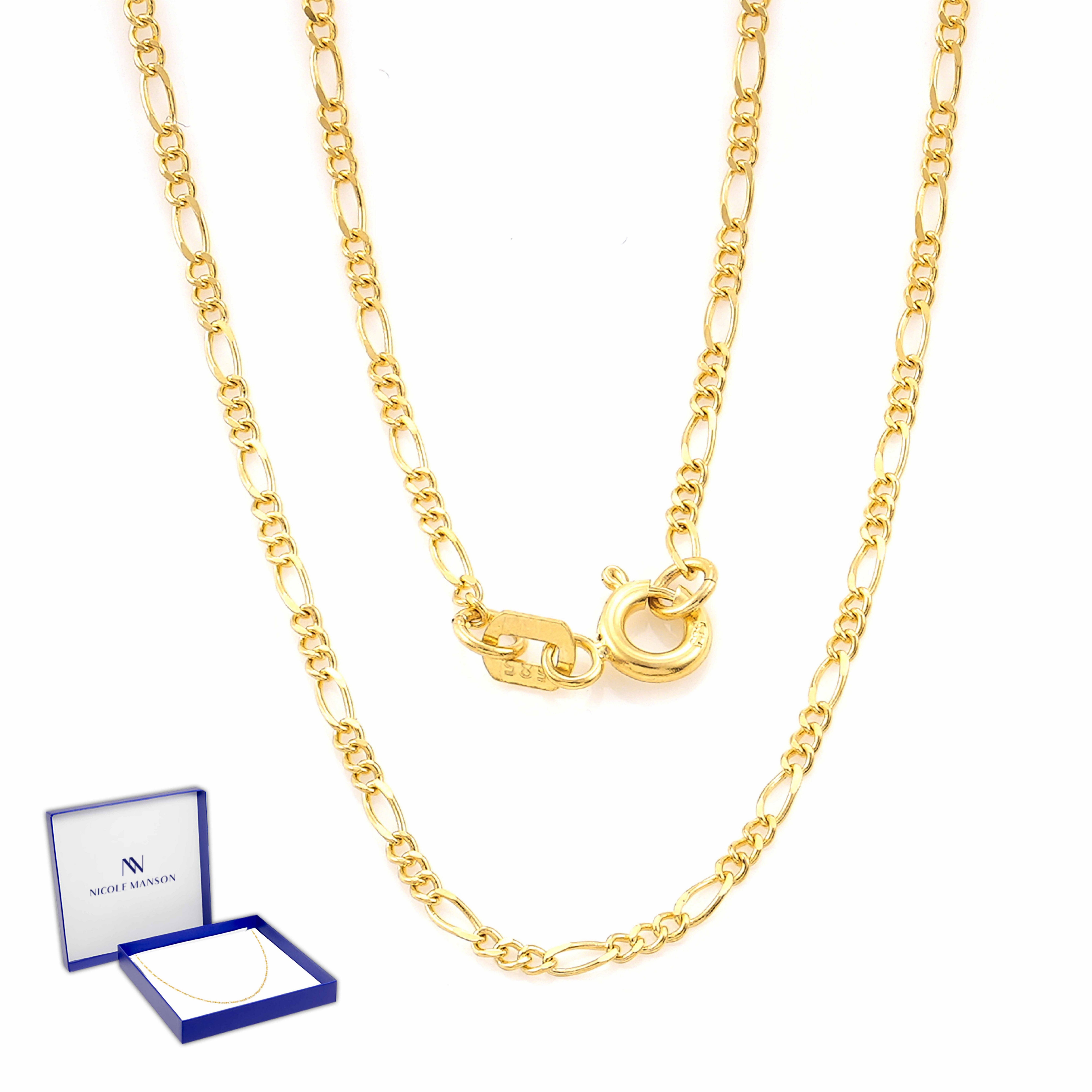 Goldkette 585 Gold Figaro Kette 14K 40cm - 60cm Echtgold Halskette