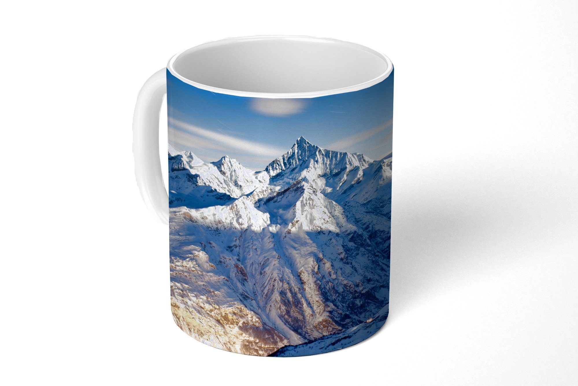 Geschenk Keramik, Alpen Schnee, - Berg Tasse Becher, Teetasse, Kaffeetassen, - Teetasse, MuchoWow