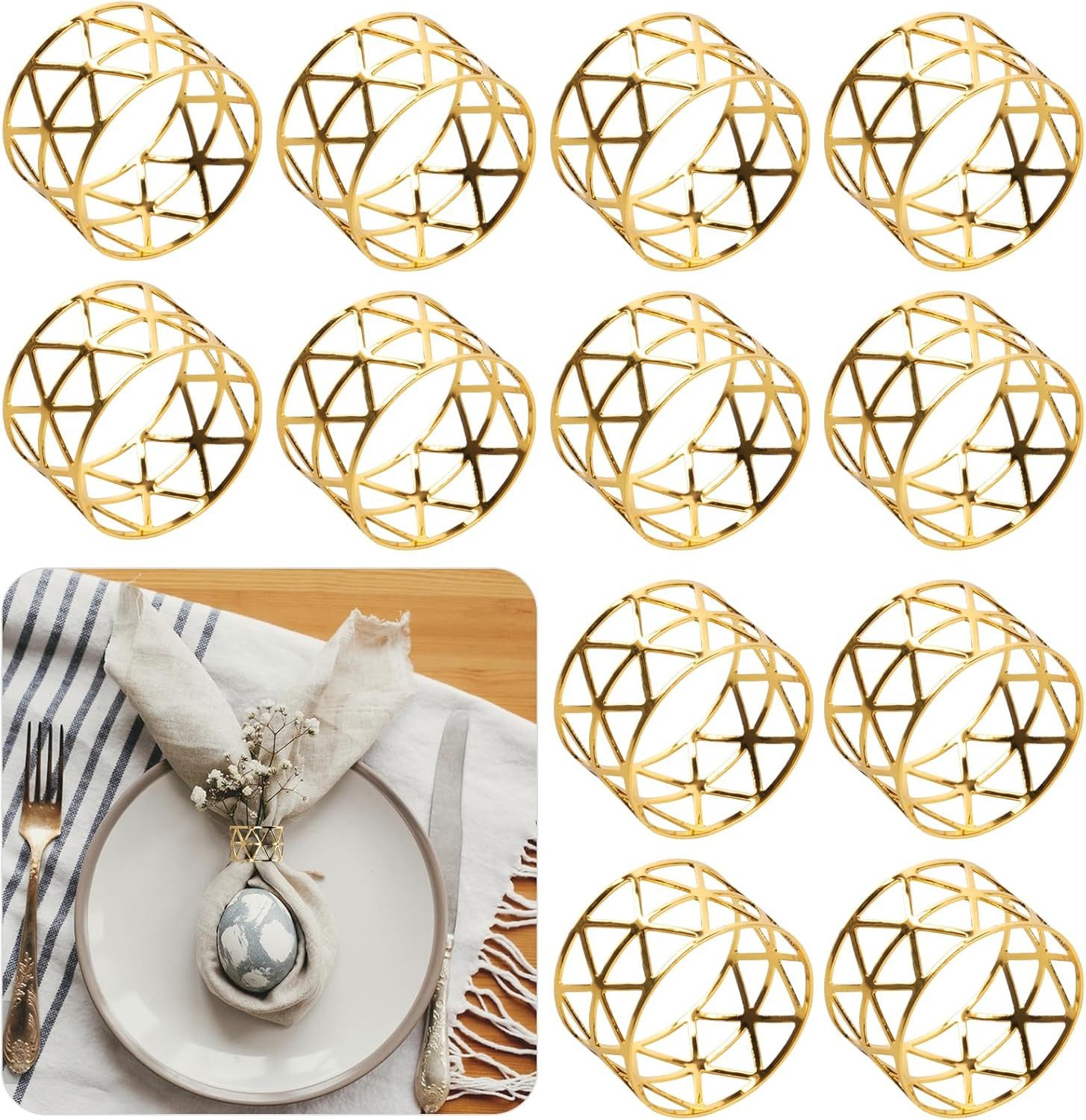 Bextsrack Serviettenring 12 Stück Metall Serviettenschnallen Blätter, für Hochzeitsfeier Abendessen Ramadan Jubiläum Oster Tischdekoration