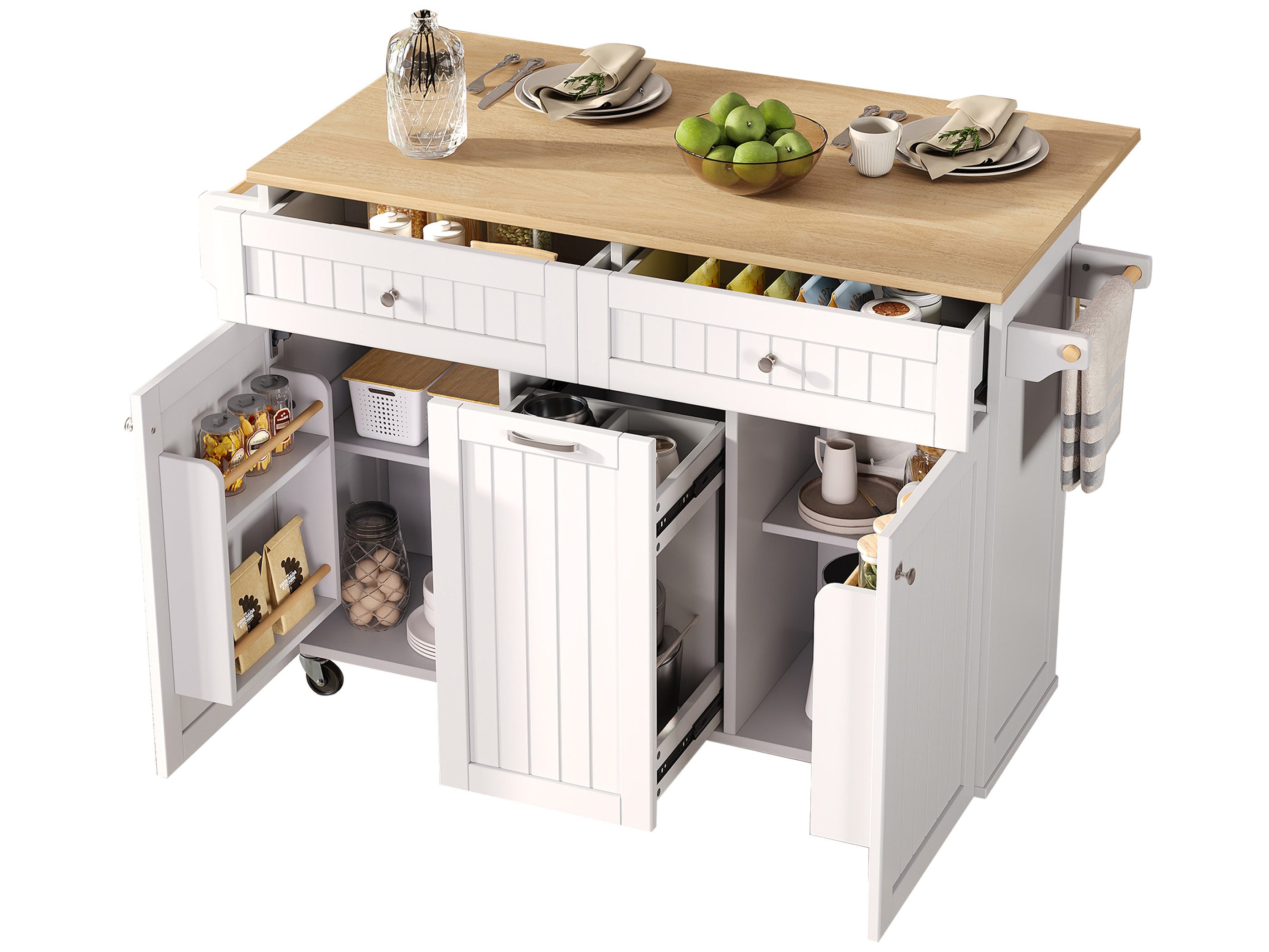 SeedWave Kücheninsel auf Rollen, mit Klappbarer Tischplatte, Ausziehbaren A günstig online kaufen