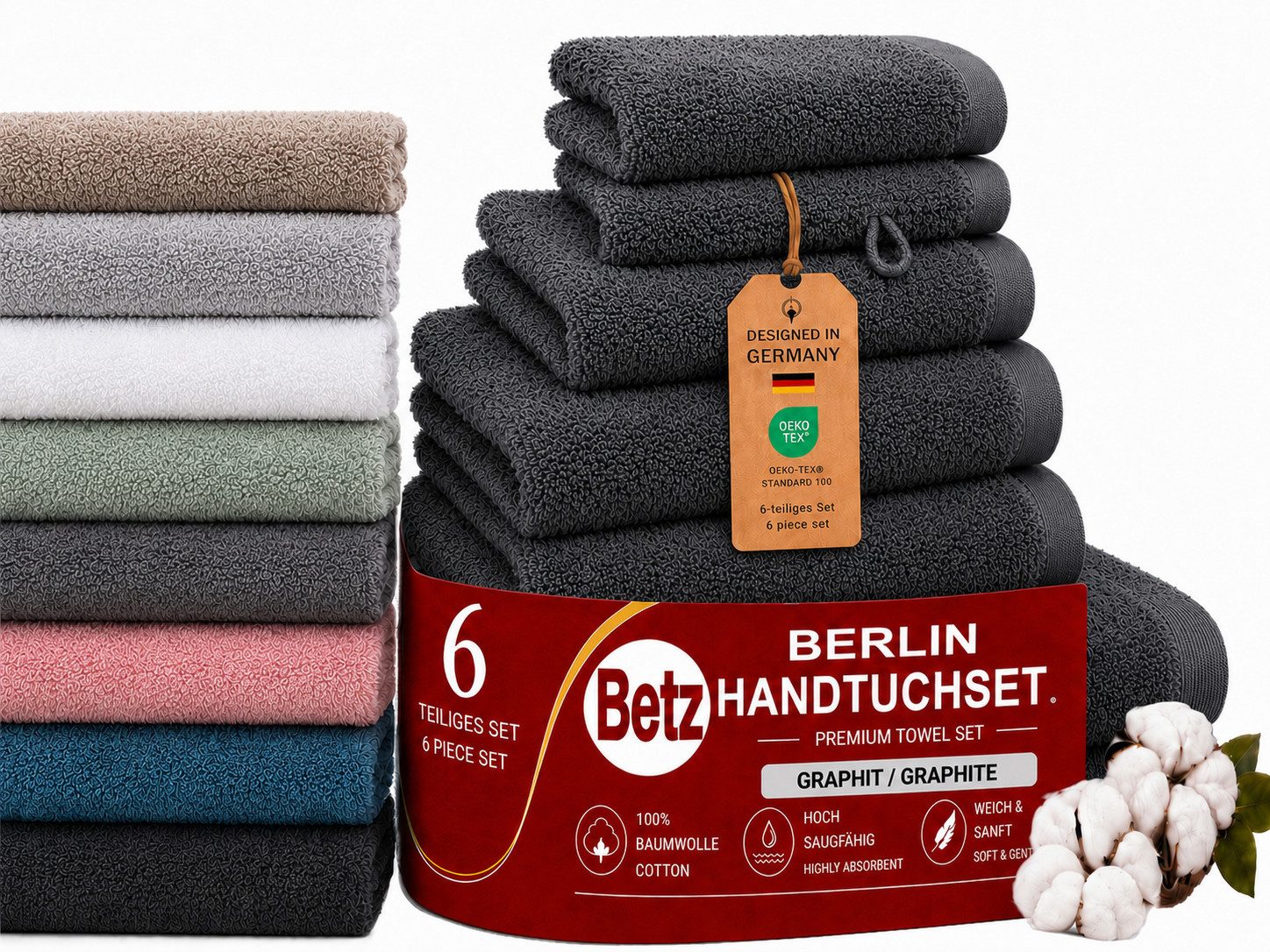 Betz Handtuch Set 6 TLG. Handtuch Set Handtücher Berlin, 100% Baumwolle (set, 6-St)