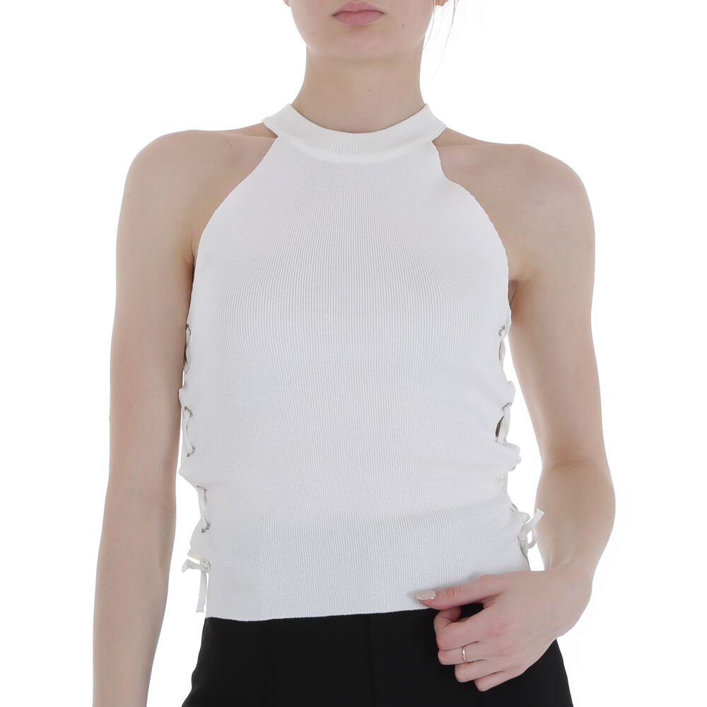 Ital-Design Tanktop Damen Freizeit (80171101) Cold Shoulder Stretch Top in Weiß