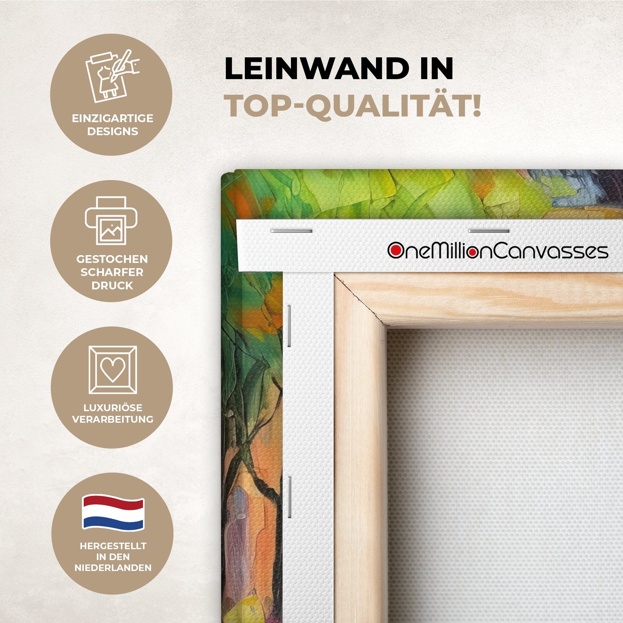 OneMillionCanvasses® Leinwandbild Ölfarbenoptik - Amsterdam - Kunst - Farbenfroh, Fotodruck (1 St), Leinwand Bilder Klein, Wand Dekoration Aesthetic 30x20 cm