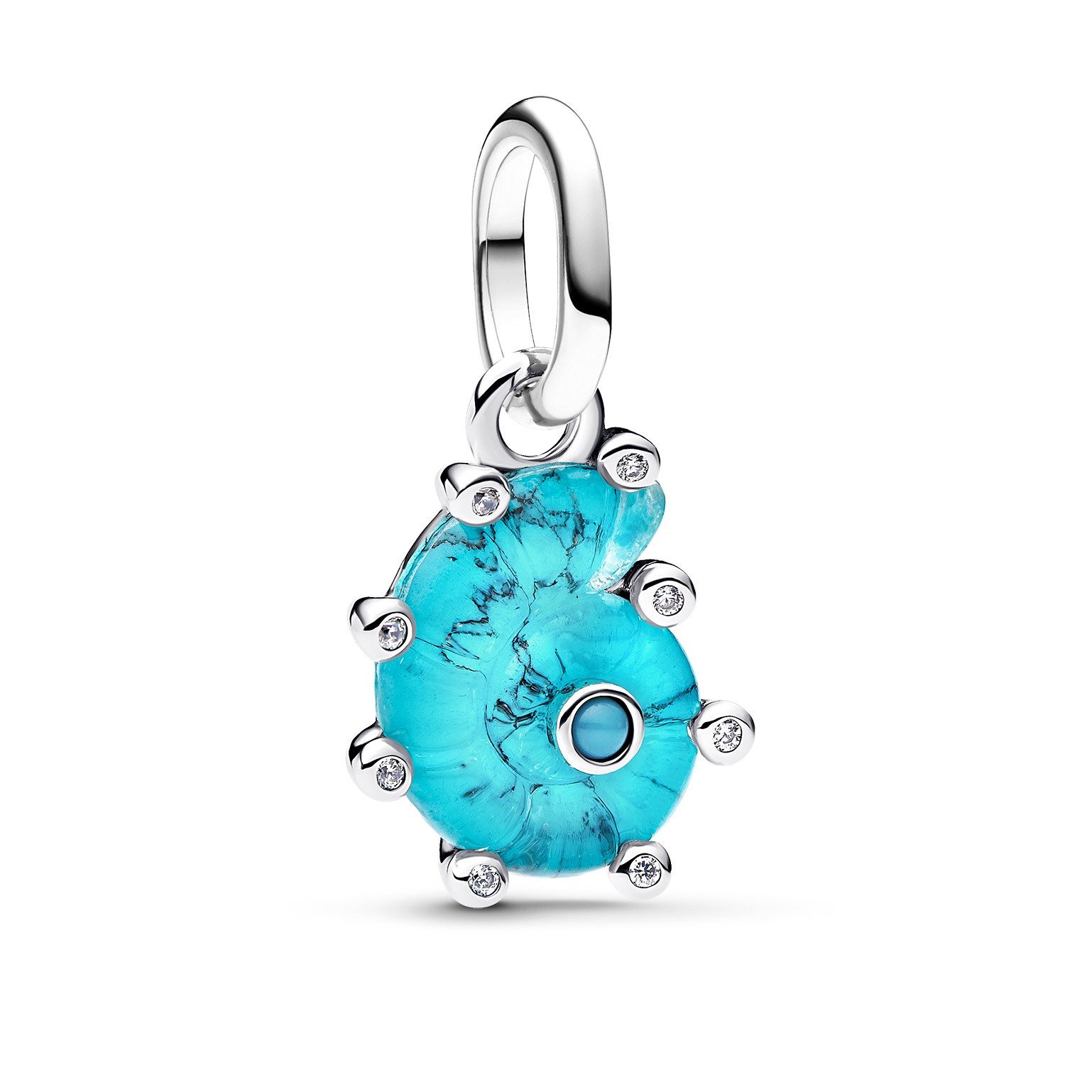 Pandora Kettenanhänger Silber Charm-Blaue Muranoglas Meeresschnecke