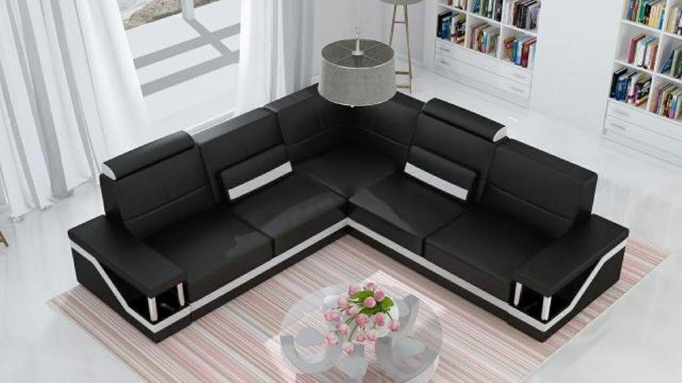 JVmoebel Couch Eckcouch Poster Ledersofa Leder Ecksofa, Stoff Sofas Sofa