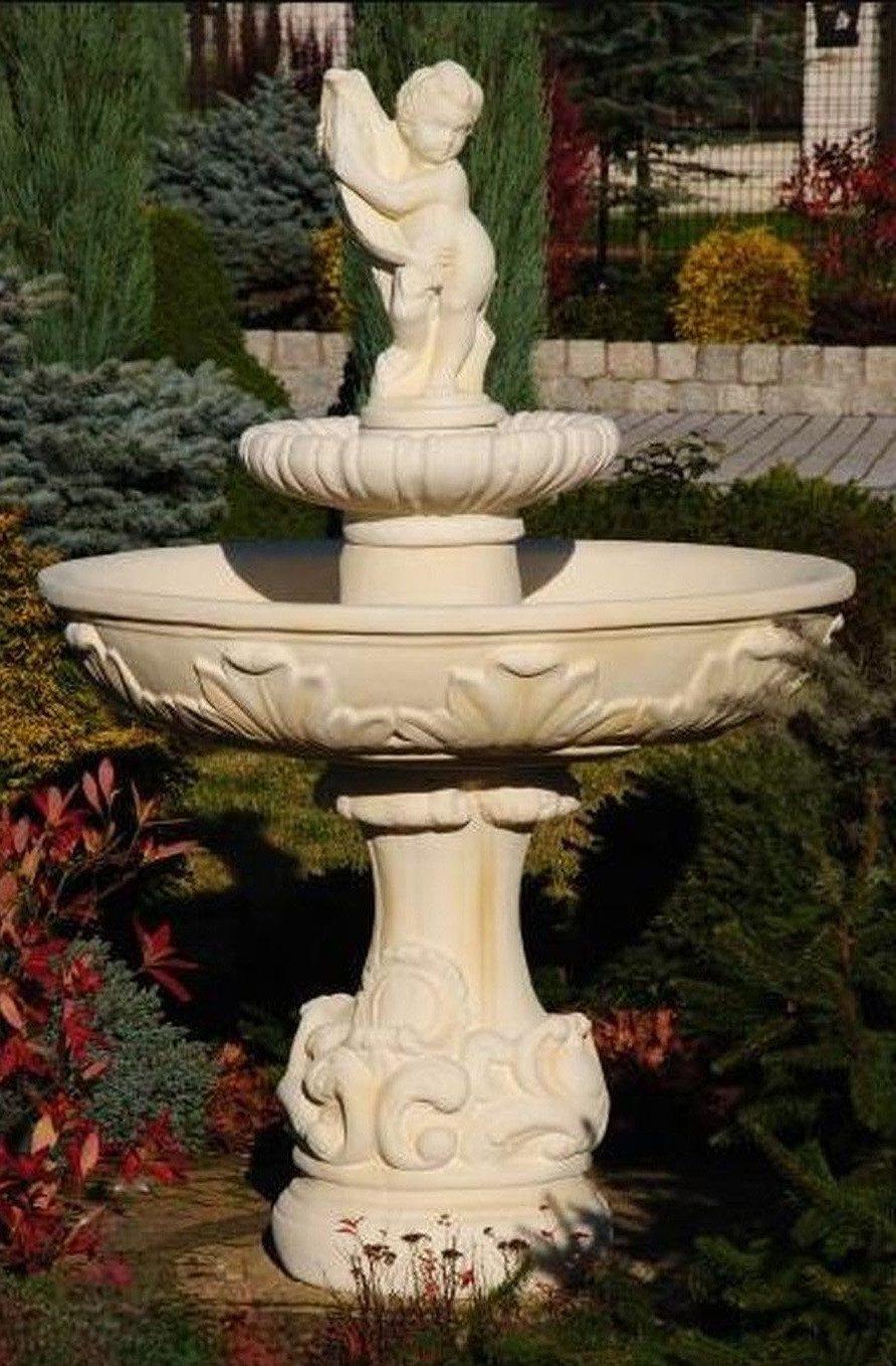 Xlmoebel Zierbrunnen Neuer Gartenbrunnen mit Steinbrunnen im Stil einer Fontäne 160cm hoch, (Artikel ROMA RAGAZZI), Hergestellt in Europa
