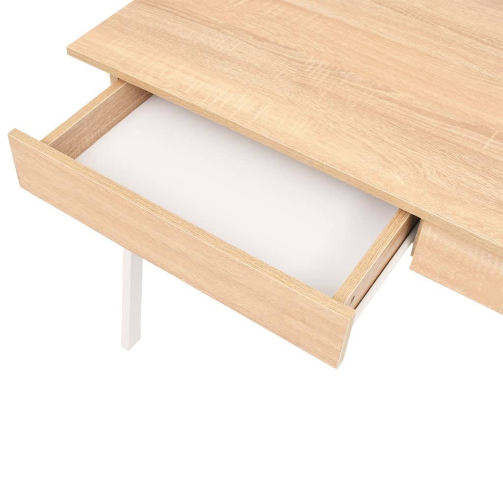 furnicato Schreibtisch und Eichenbraun 110x55x75 Weiß cm