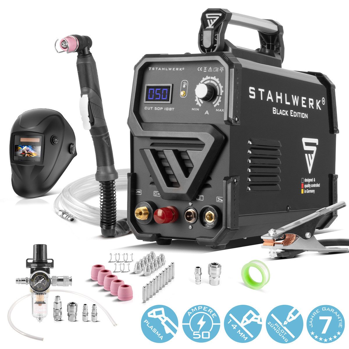 STAHLWERK Plasmaschneidegerät Plasmaschneider CUT 50 Pilot IGBT Vollausstattung, 15 - 50 A, Packung, 1-tlg., Vollausstattung, bis 14 mm Schneidleistung