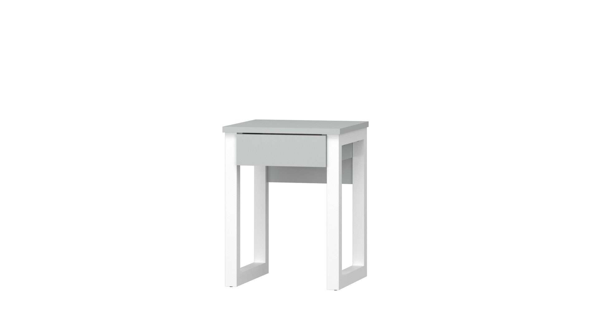 Siblo Nachttisch Moderner Nachttisch Lucia C mit Schublade Weiß/Grau