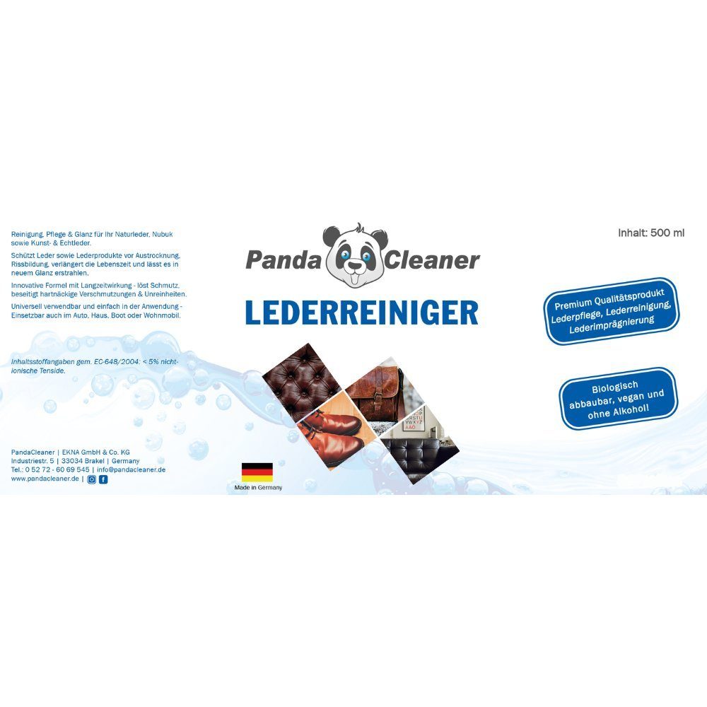 Lederreiniger Lederpflege - PandaCleaner 500ml) (Nachfüllflasche Leder-Reinigung