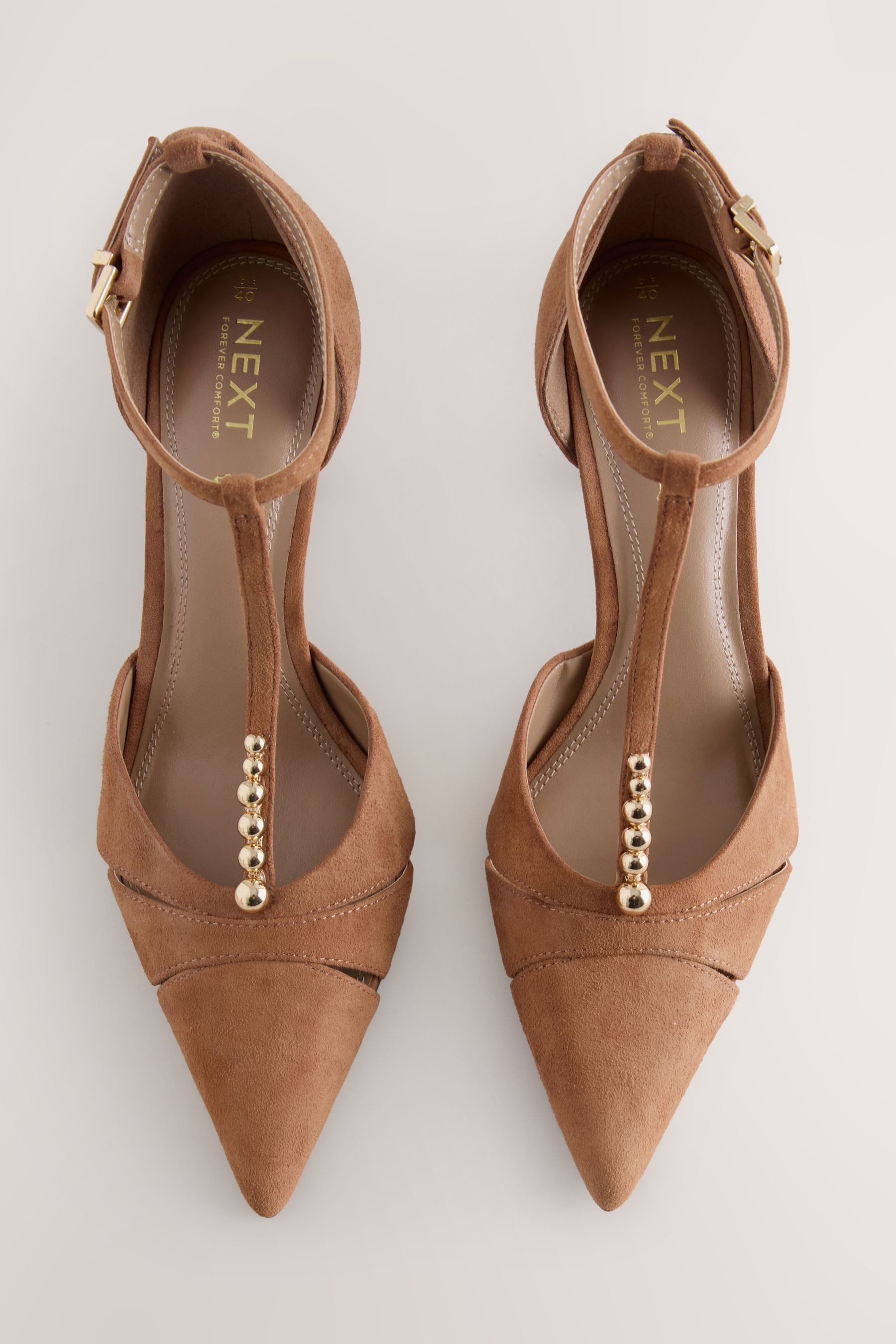 Next Forever Comfort® verzierte Leder-Heels mit T-Steg T-Strap-Sandalette (1-tlg)
