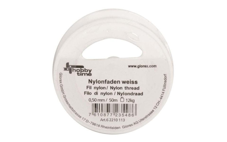 Glorex Textilband Glorex Nylonfaden weiß 0,50 mm, 50 m