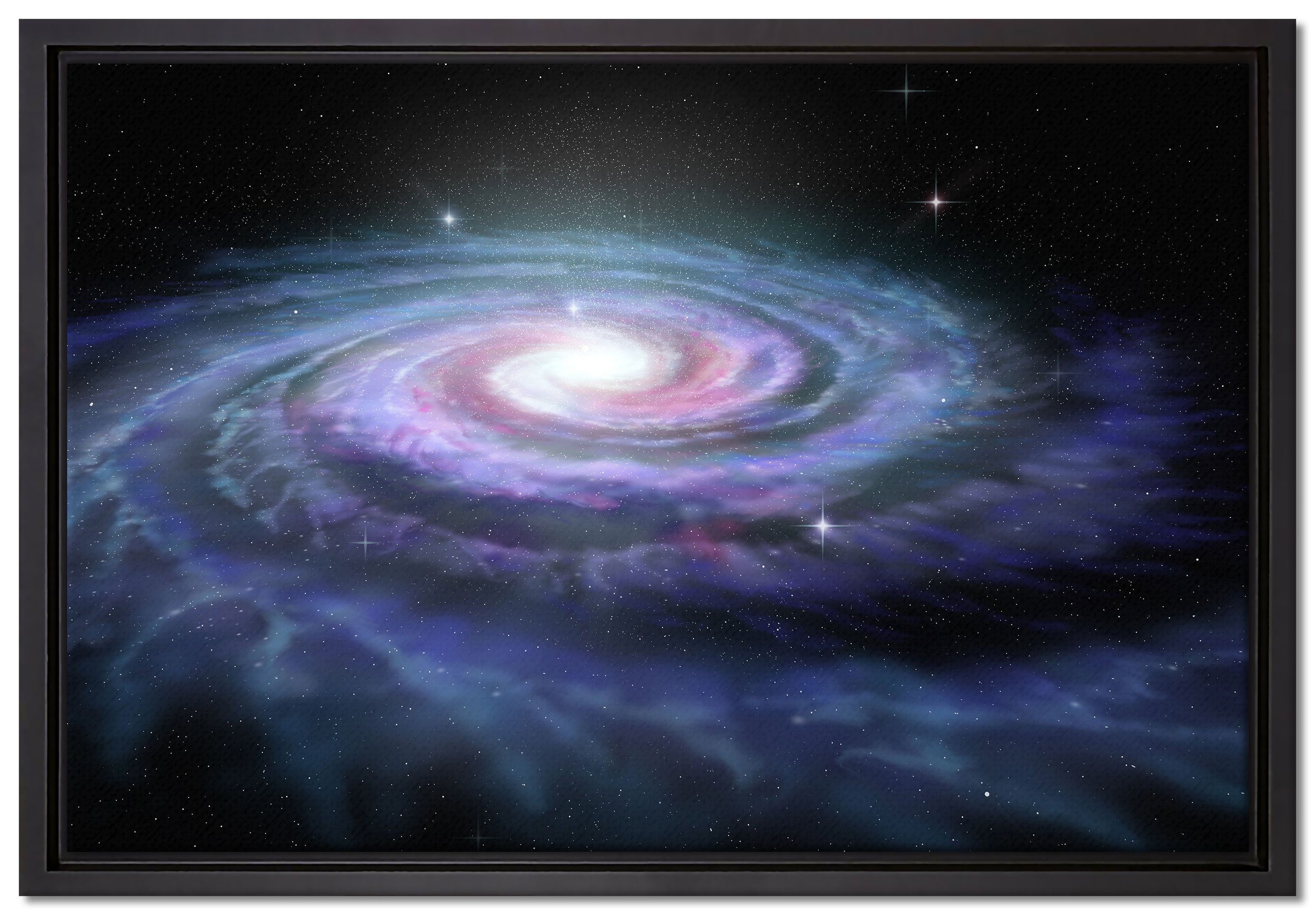 Pixxprint Leinwandbild Sternenwirbel Galaxie, Wanddekoration (1 St), Leinwandbild fertig bespannt, in einem Schattenfugen-Bilderrahmen gefasst, inkl. Zackenaufhänger