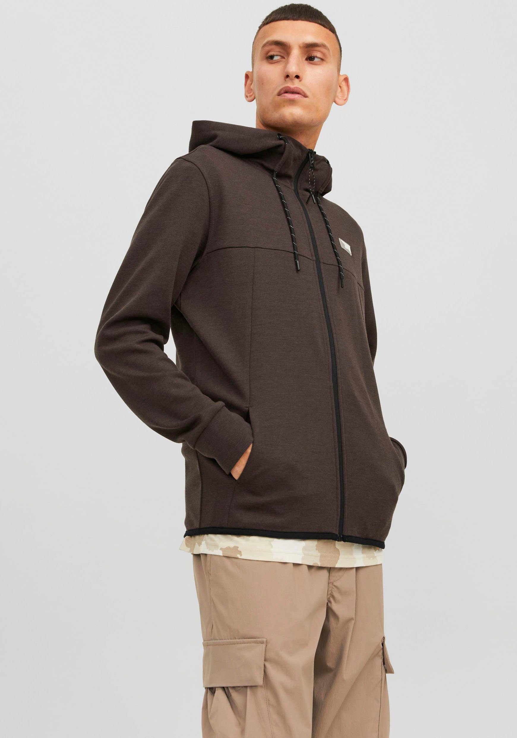 Jack & Jones Kapuzensweatjacke SWEAT seal NOOS. ZIP brown JCOAIR HOOD