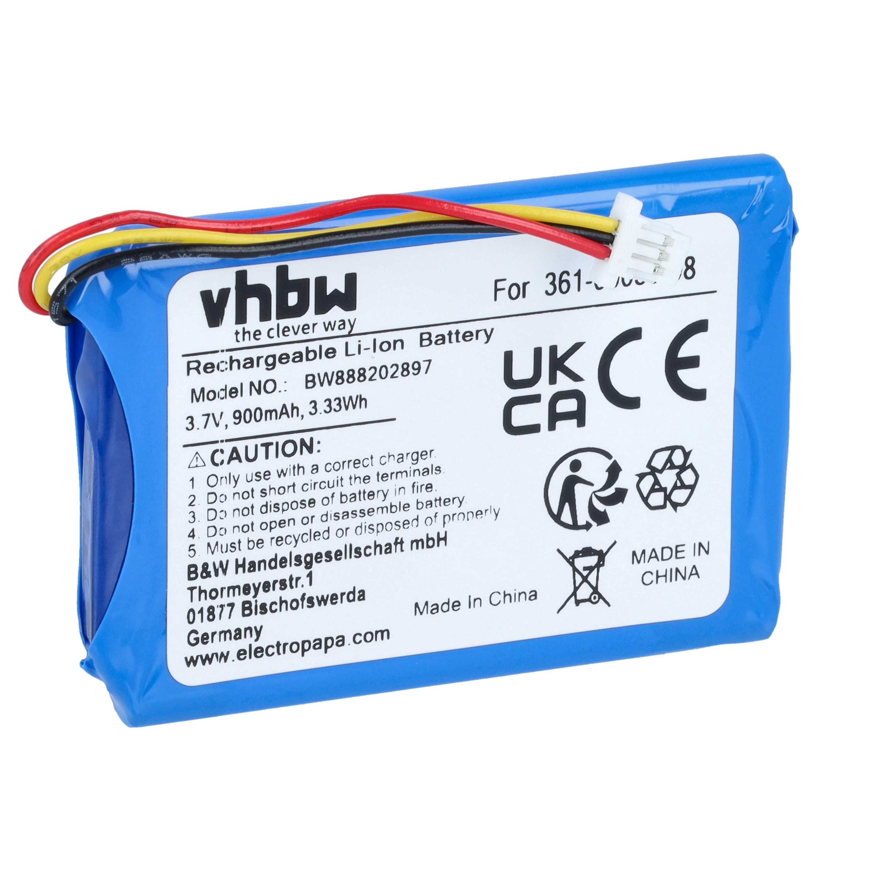 vhbw Akku passend für Garmin Nüvi 40LM, 40, 30, 55, 50LM, 50, 55LM, 54LM, Akku Akku Li-Ion 900 mAh (3,7 V, 1 St), Leistungsfähiger Austausch-Akku für Navigationsgerät, Wiederaufladbar