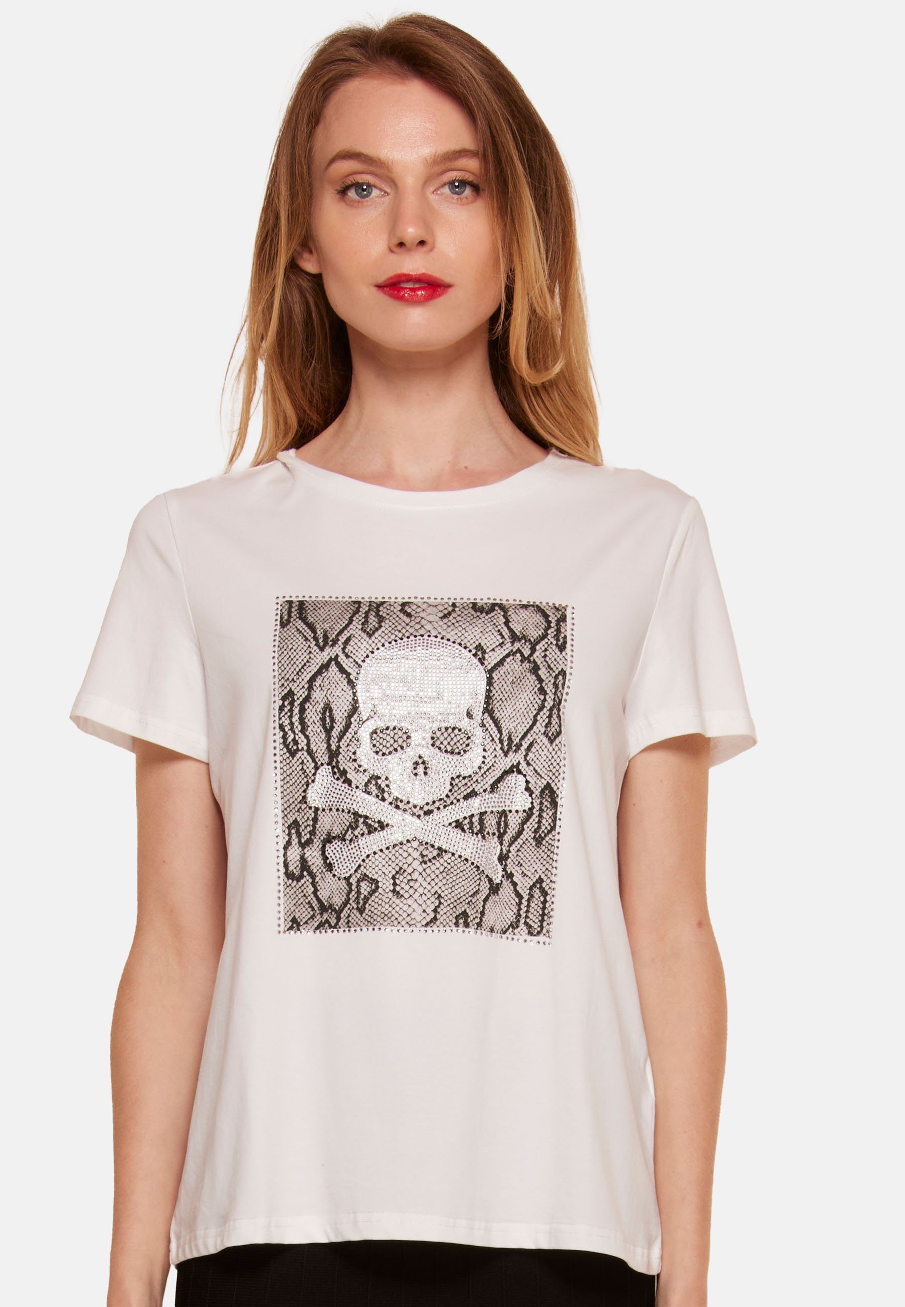 weiss Tooche T-shirt Print-Shirt Totenkopf