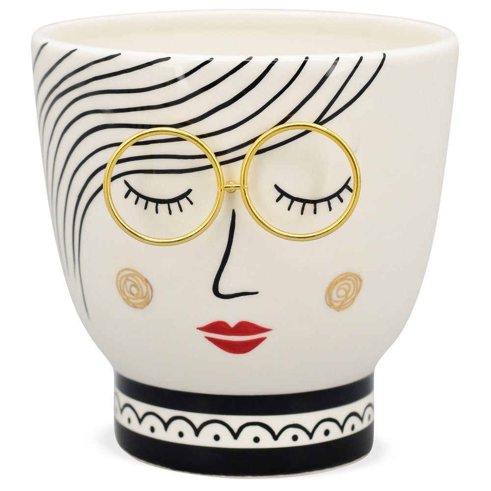 matches21 HOME & HOBBY Blumentopf Vase Figur Gesicht mit Brille (1 St)