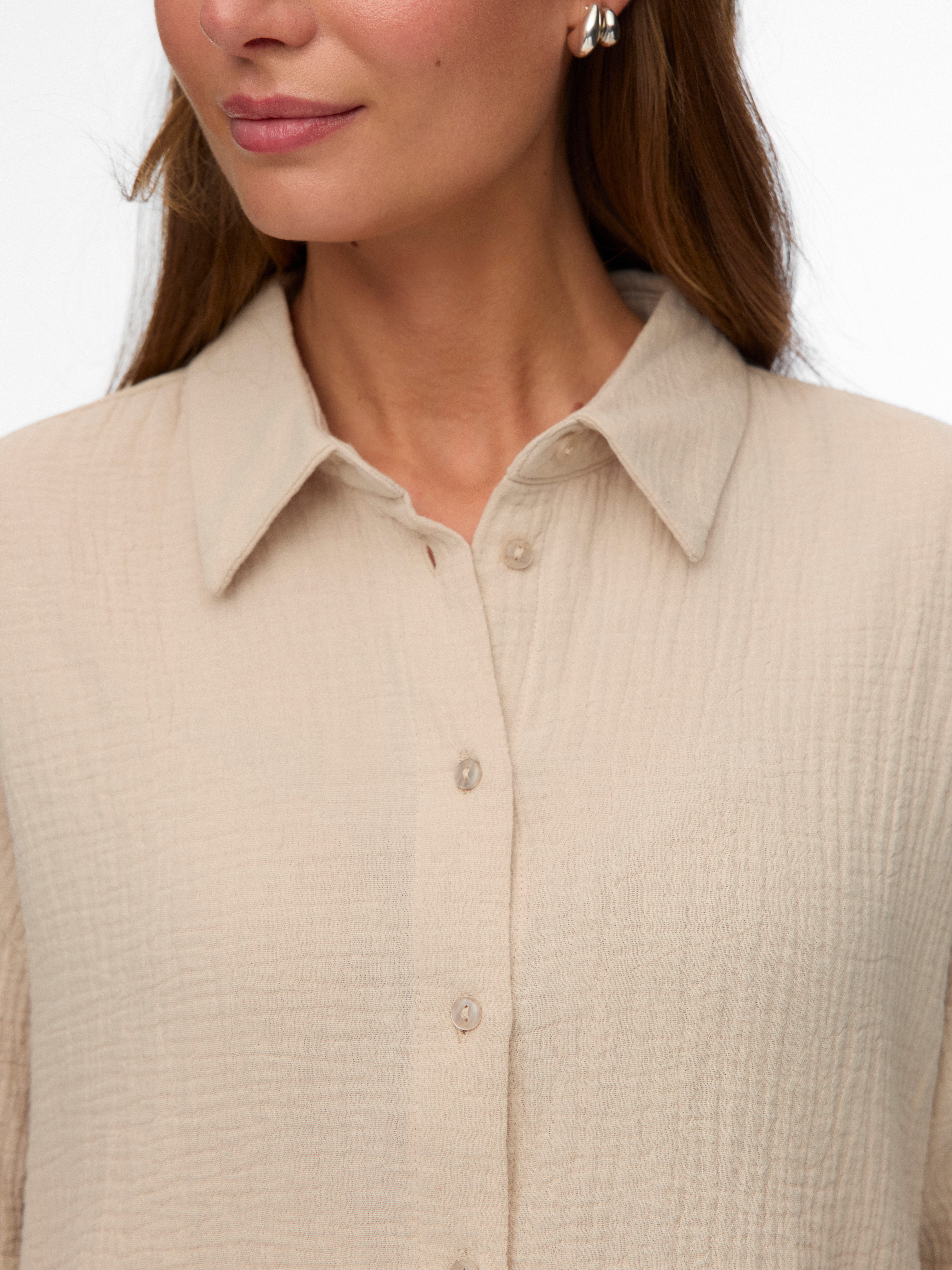 Vero Moda Kurzarmbluse VMNATALI SS CROP SHIRT WVN NOOS Baumwolle, verkürzte Form
