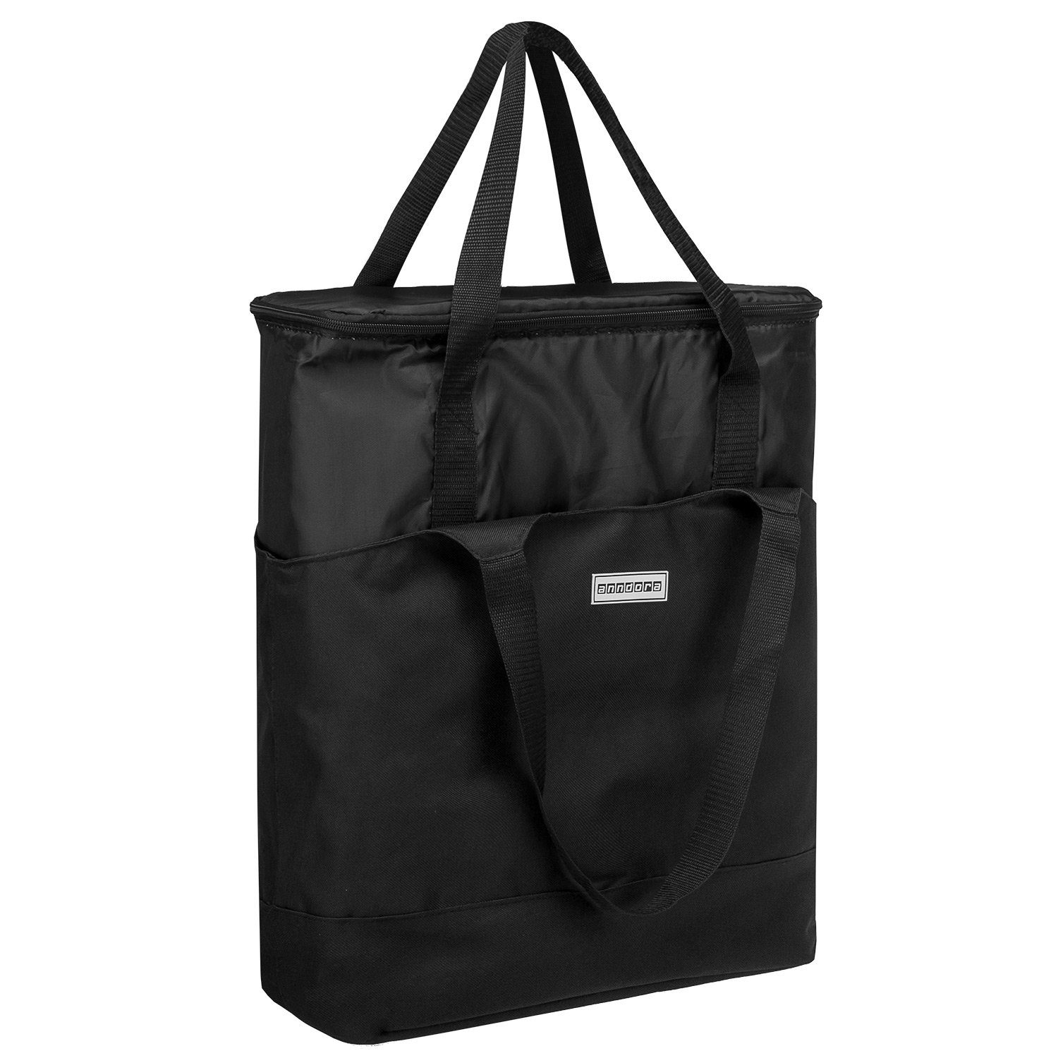 Picknickkorb Kühltasche anndora schwarz zur + 1 + Einkaufstasche in 2 Auswahl Kühlakku - Design