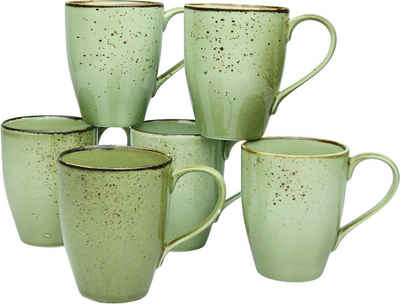 CreaTable Becher Kaffeebecher NATURE COLLECTION, Steinzeug, Tassen Set, 6-teilig