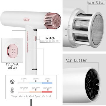 K&K Haartrockner mit Einzigartigem Bürstenlosem Motor, Negativ Ionen Profi, 1800,00 W, Mit 110,000 Rpm, 6 Geschwindigkeits und 3 Wärmeeinstellungen