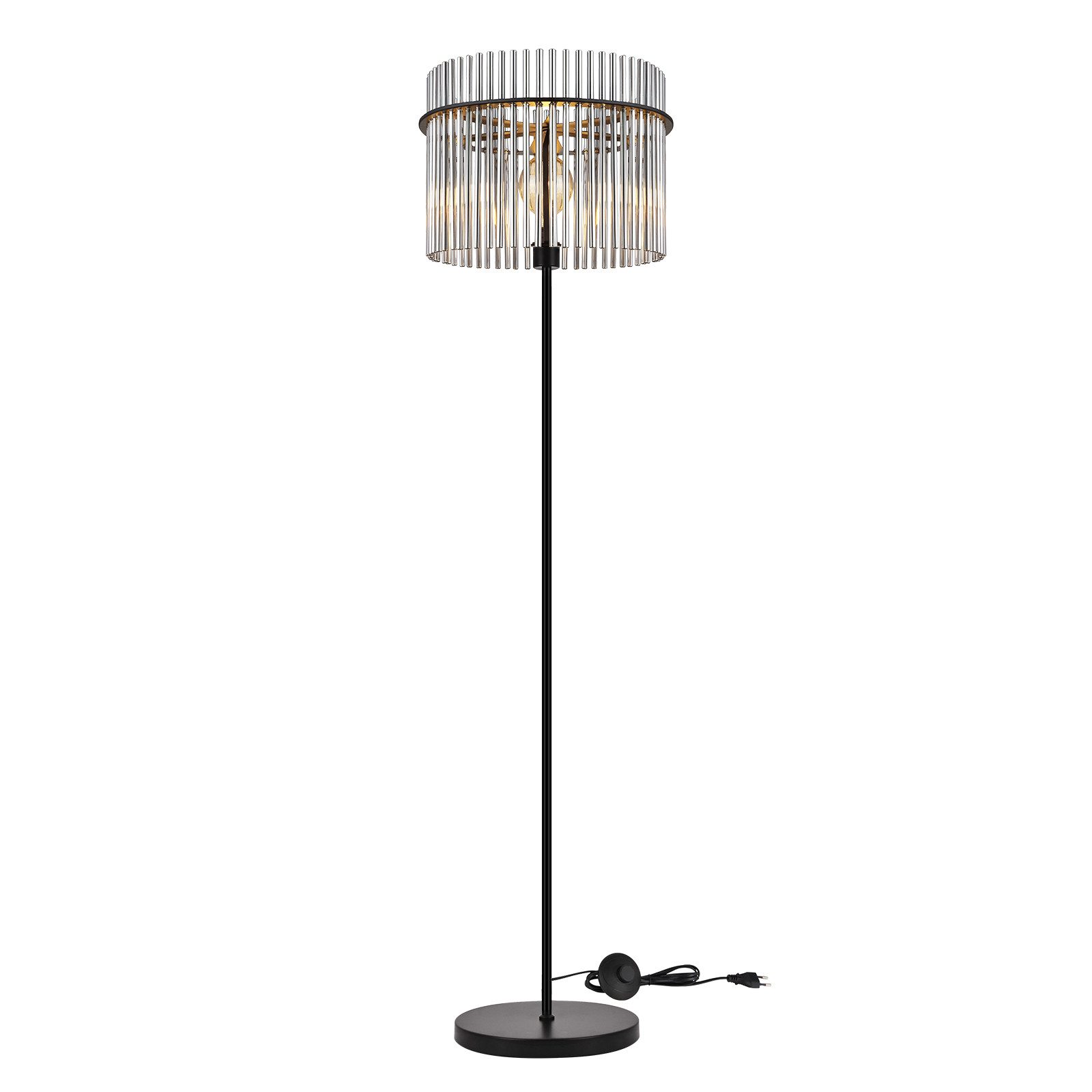 ZMH Stehlampe Schwarz Stehleuchte Glas - Standleuchte Wohnzimmer E27 – Bild 2 von 5