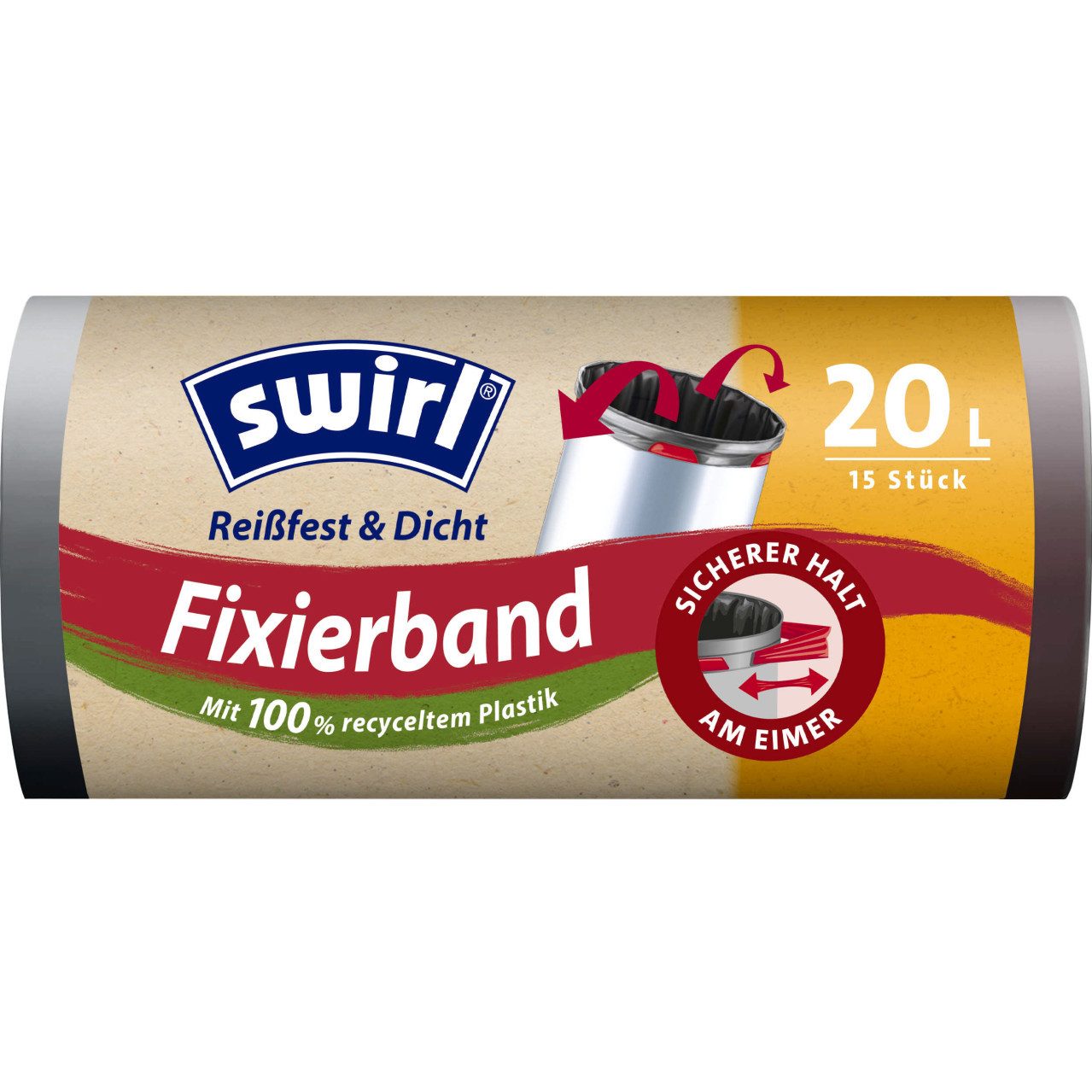 Swirl Müllbeutel Swirl® Fixierband-Müllbeutel 20 L Reißfest & Dicht
