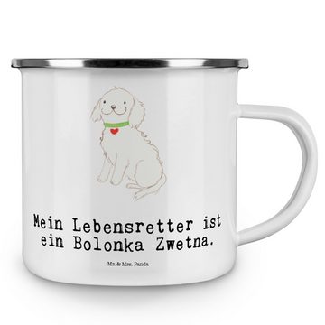 Mr. & Mrs. Panda Becher Bolonka Zwetna Lebensretter - Weiß - Geschenk, Edelstahl Trinkbecher, Emaille, Korrosionsbeständig