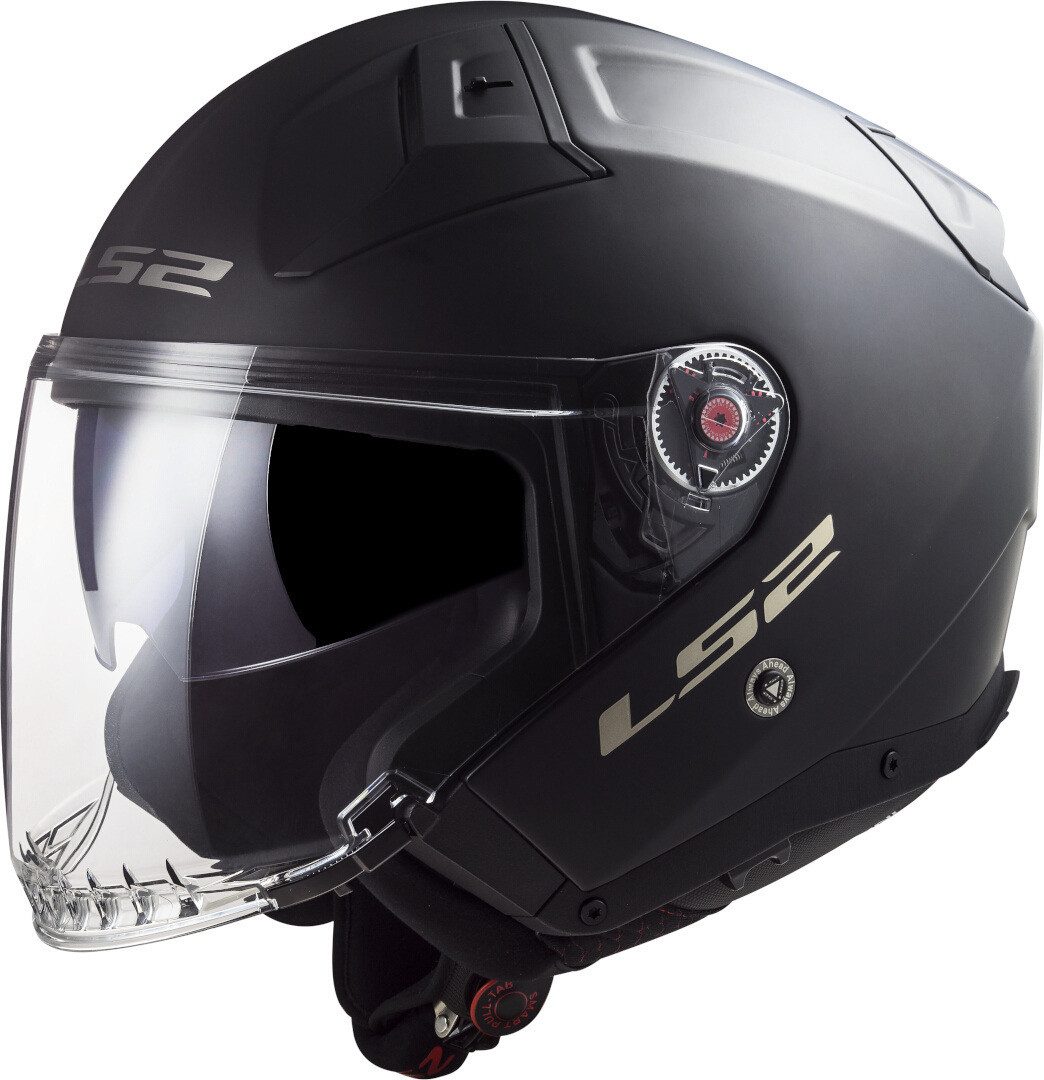 LS2 Motorradhelm OF603 Infinity II Solid Jethelm, vorbereitet für Kommunikationssystem,Notfallsystem-Polsterung (EQ