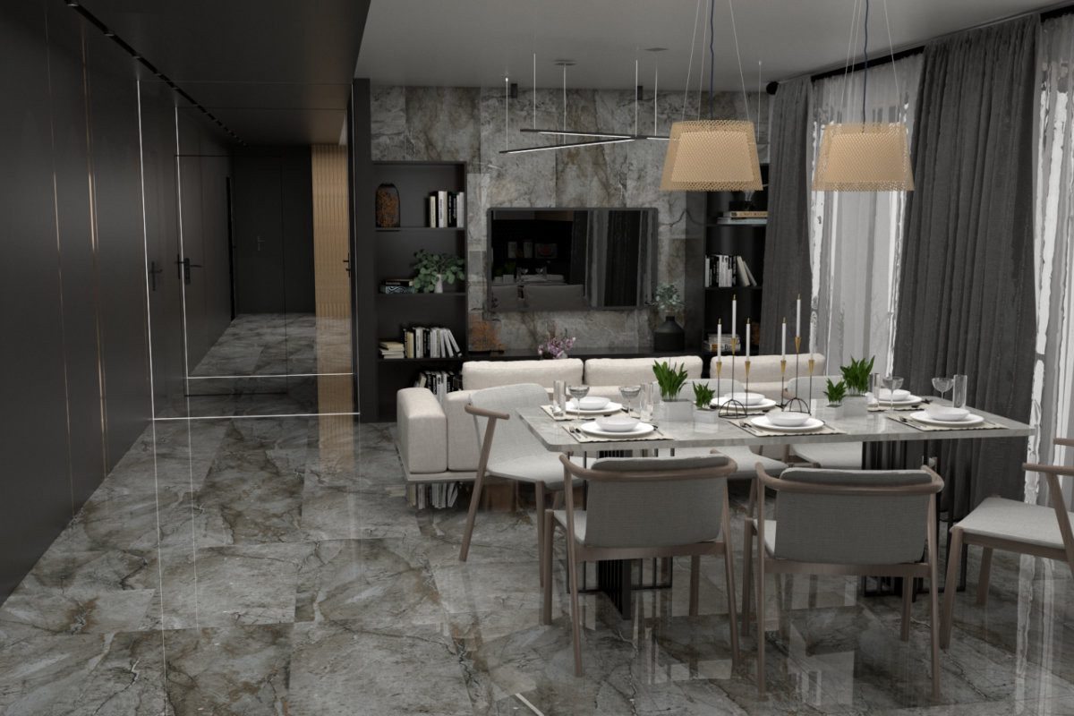 Wandfliese 1 Paket (1,44 m) Fliesen STORM STONE LIGHT GREY (60 × 60 cm), poliert, grau, Wandgestaltung Badezimmer Duschwand Wand Innen Im Haus Steinoptik