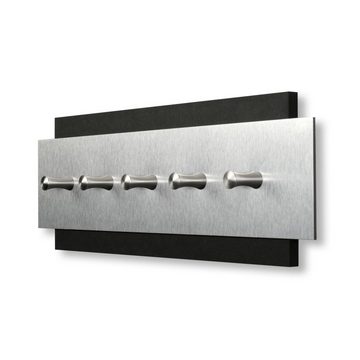 Kreative Feder Schlüsselbrett Designer Schlüsselbrett aus Holz und gebürstetem Aluminium, in modernem Metallic-Look mit 5 Edelstahl-Haken