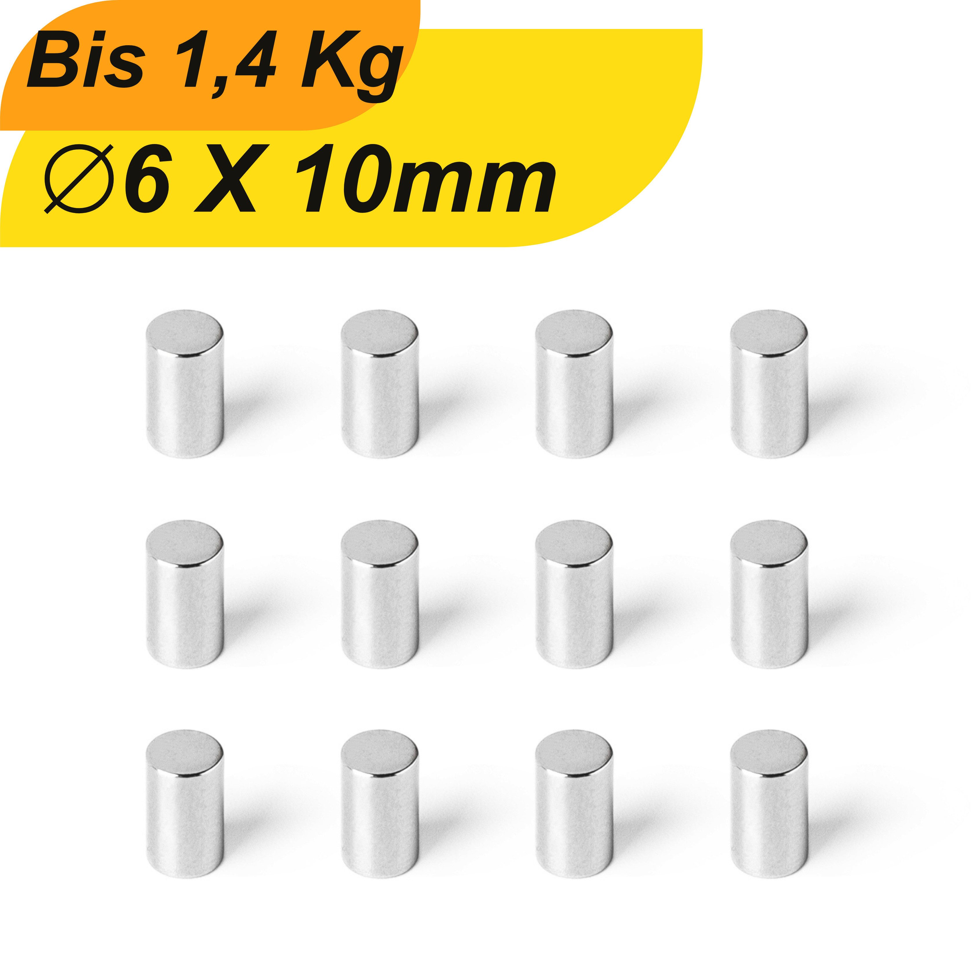Magnet Neodym Magnet 6mm x 10mm Supermagnete hohe Haftkraft Scheibenmagnet