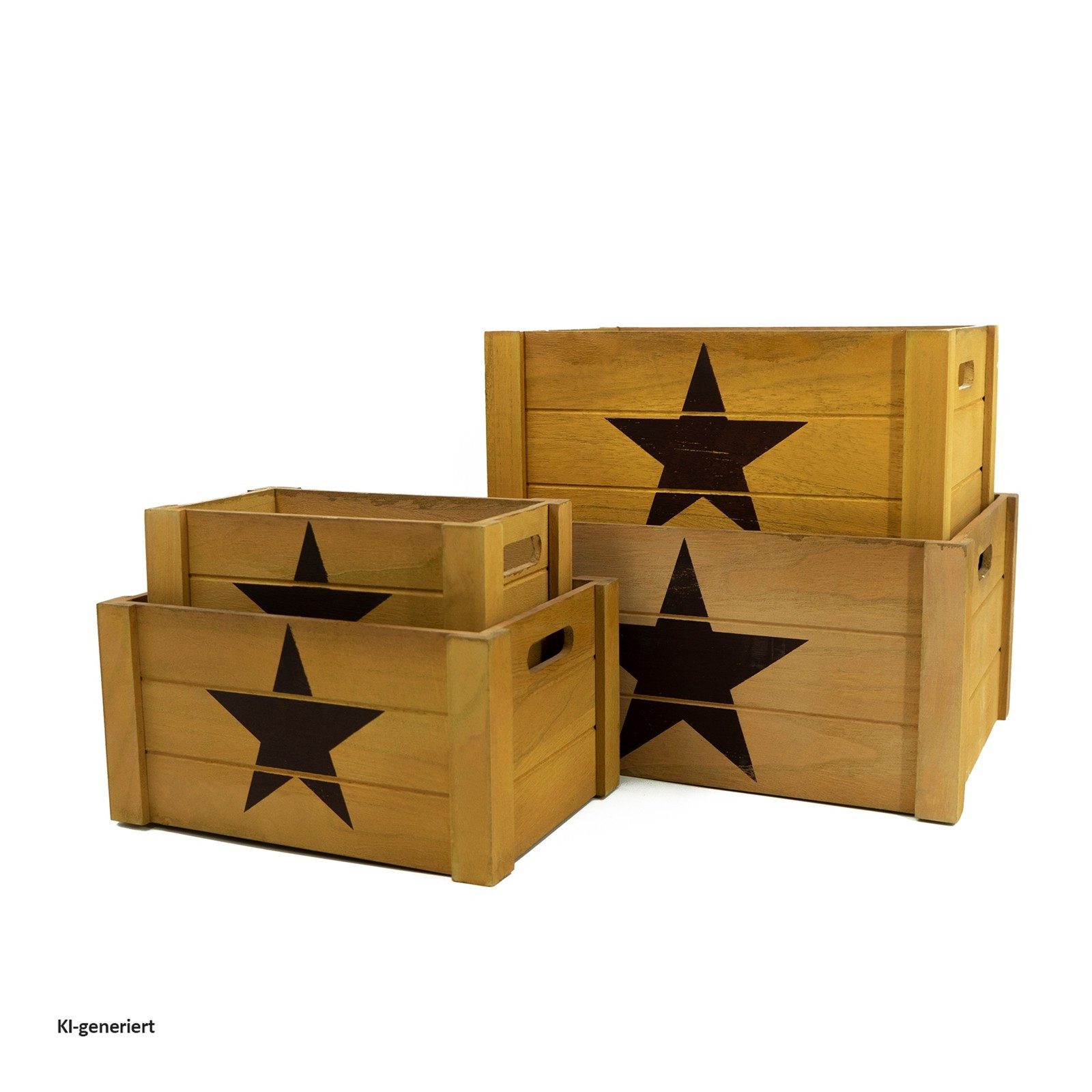 HTI-Living Aufbewahrungsbox Holzkisten-Set 4 Größen (4 St., 4 Holzkisten)