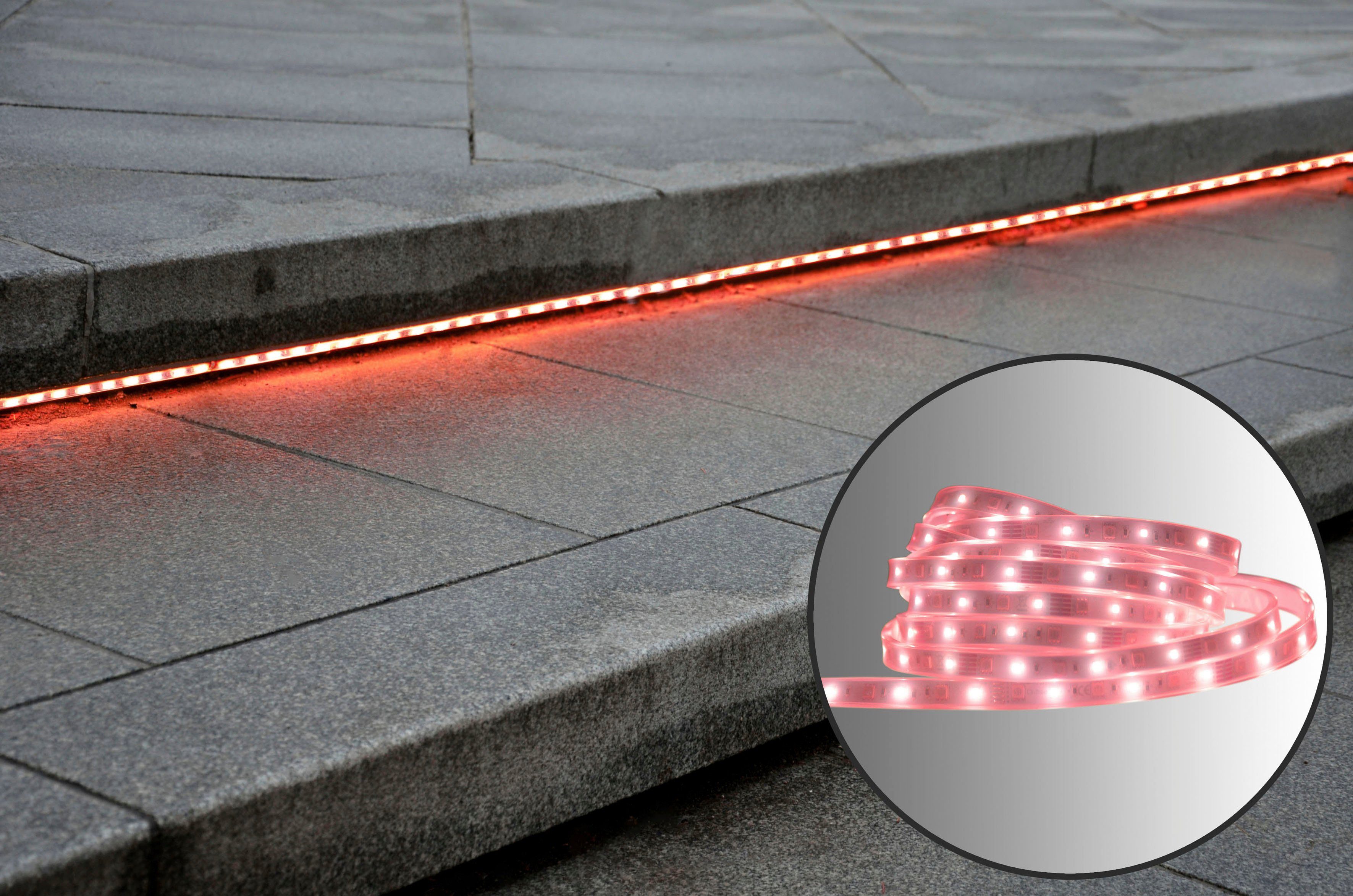 näve LED Stripe Outdoor, Farbwechsel, Dimmfunktion, Fernbedienung, Länge 1000cm, RGB, IP44