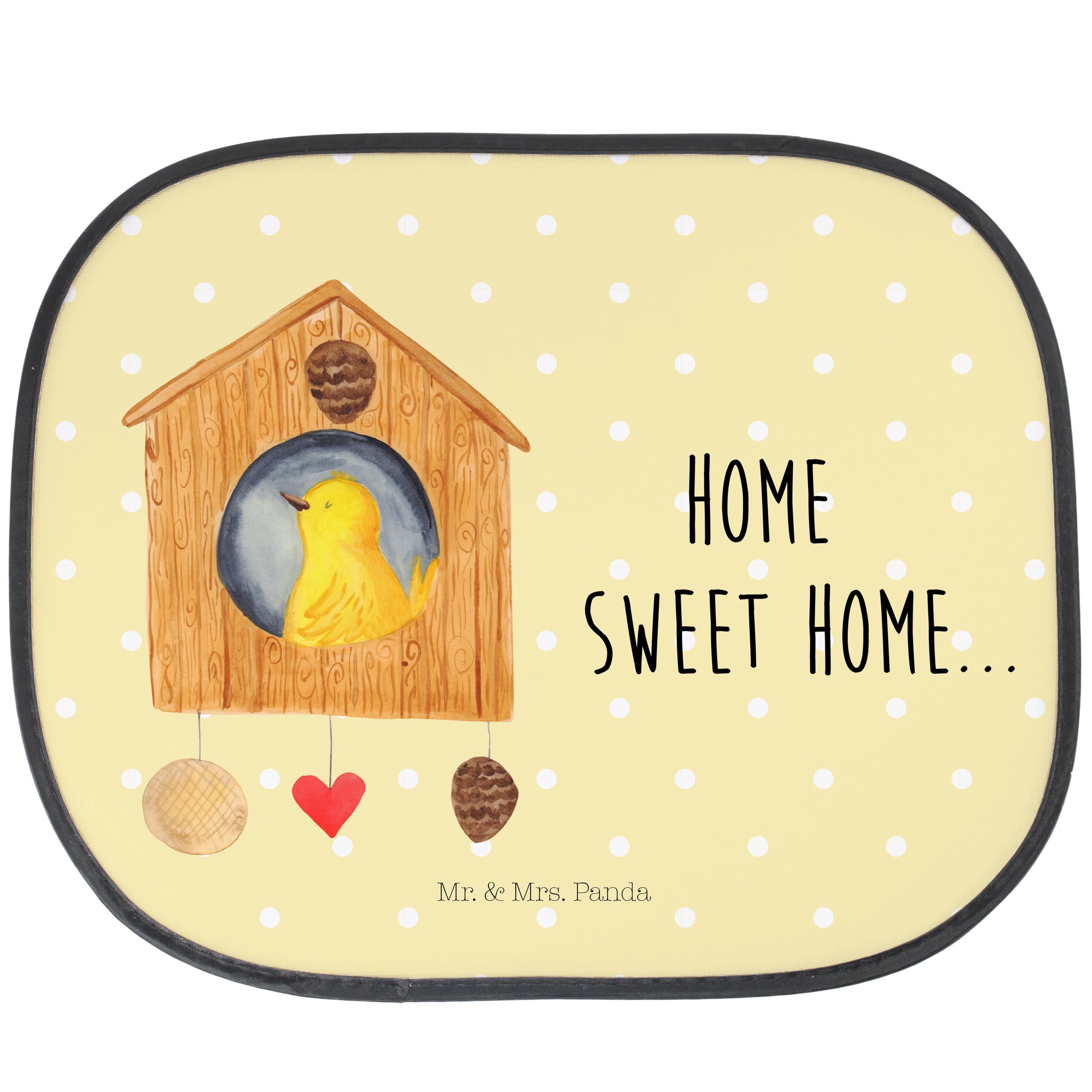Sonnenschutz Vogelhaus sweet Home - Gelb Pastell - Geschenk, Einzugsgeschenk, Sonn, Mr. & Mrs. Panda, Seidenmatt