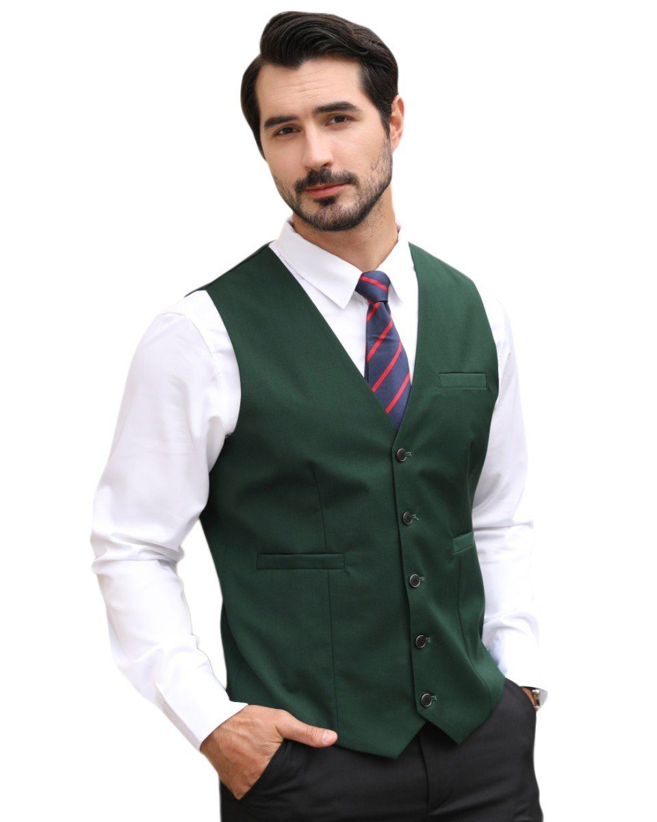 Herren-Anzugweste Mit Blumendruck – V-Ausschnitt, Rückengürtel, Schmale Passform, Für Business & Hochzeit