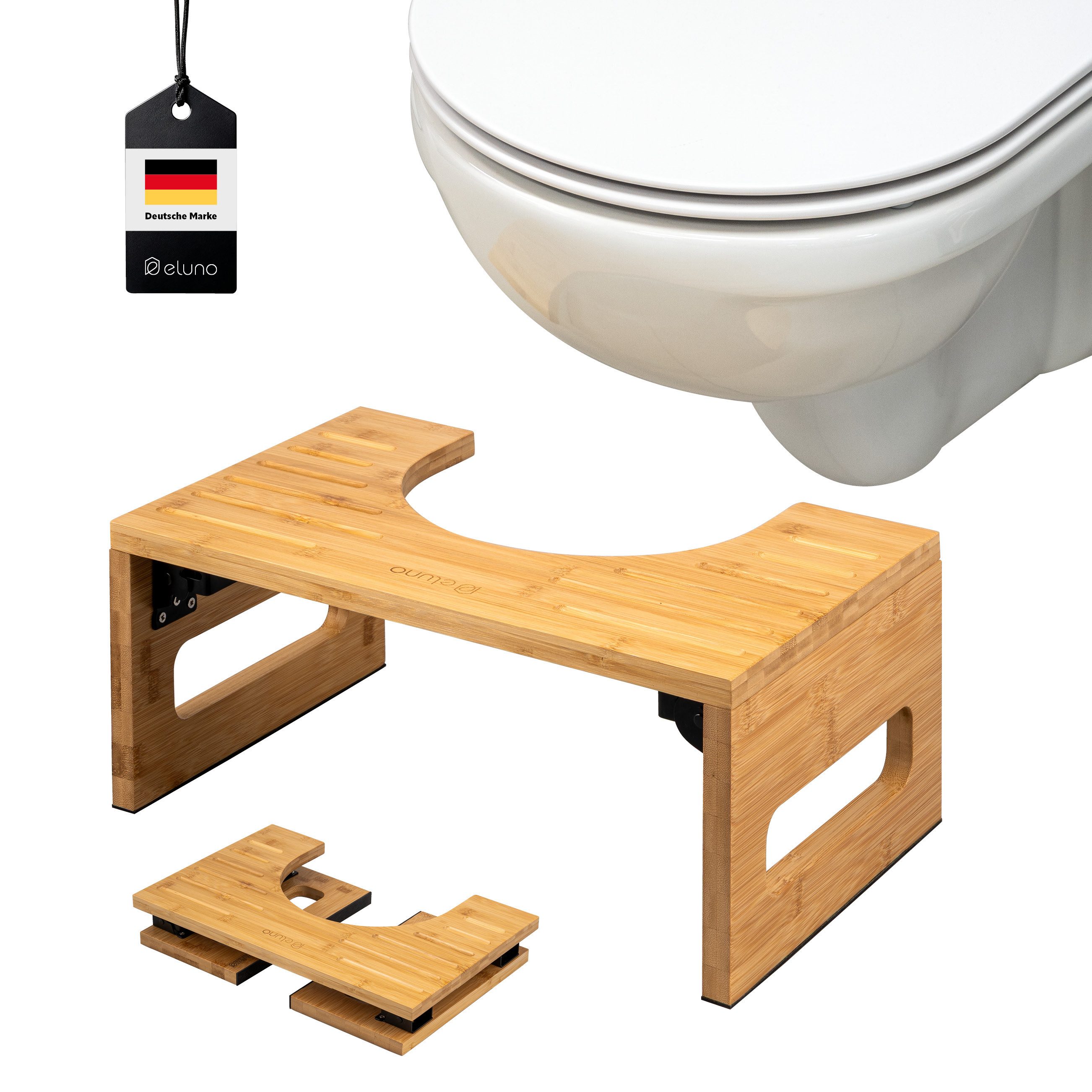eluno Fußhocker Toilettenhocker aus Bambus, platzsparend klappbar günstig online kaufen