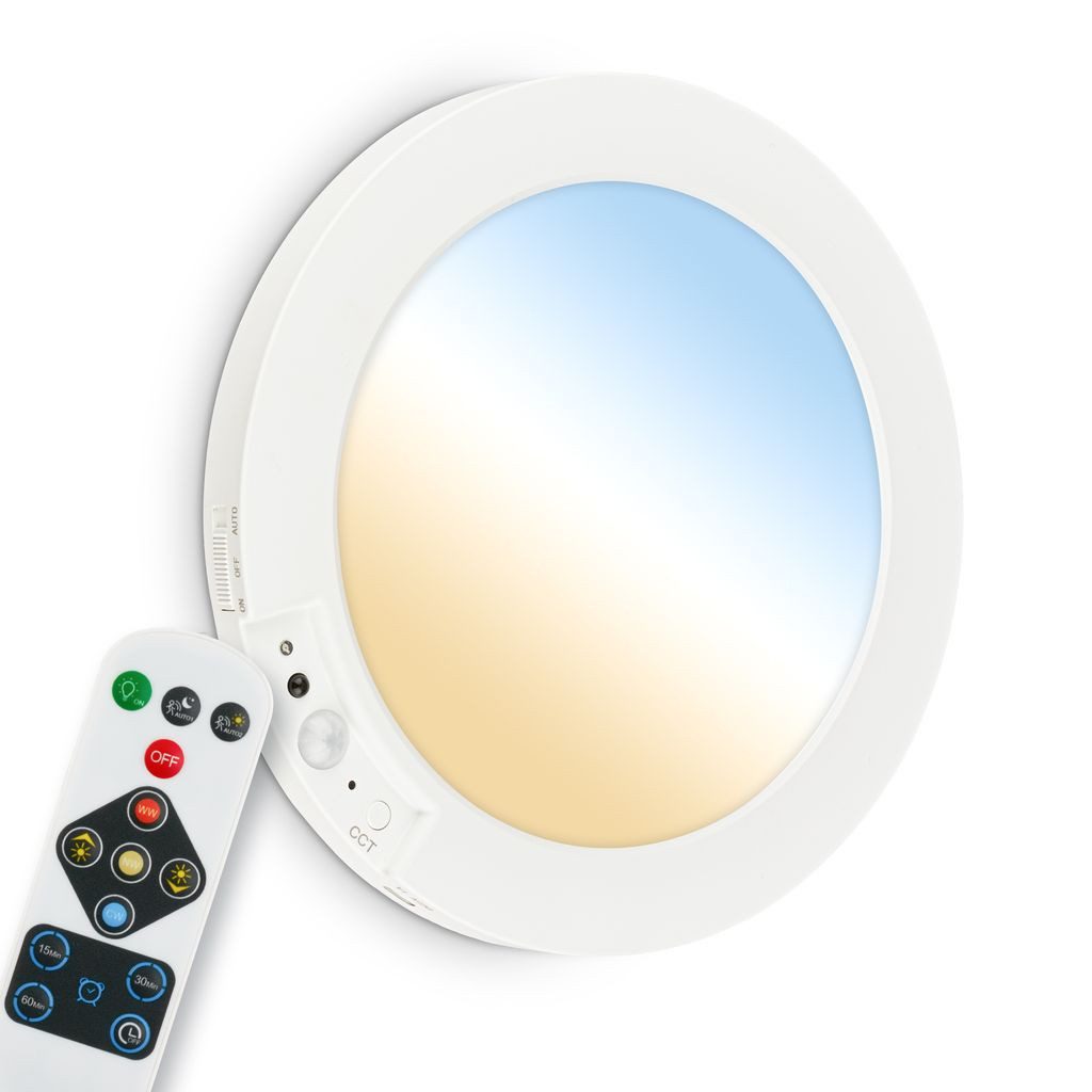 Briloner Leuchten Wandleuchte Wandlampe kabellos Akku USB-C Bewegungsmelder CCT, LED fest integriert, 6500K - Kaltweiß, 4000K - Neutralweiß, 2700K - Extra-Warmweiß, 19x1,5 cm, Flur, Wohnzimmer