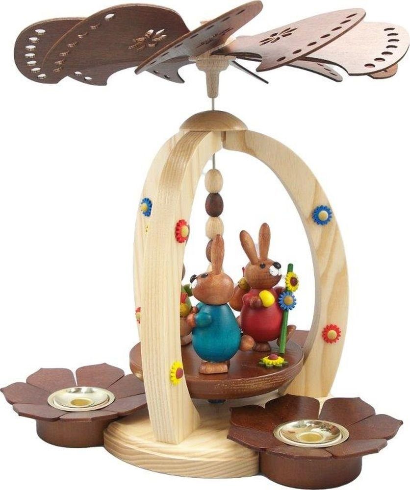 Holz- und Drechslerwaren Legler Osterhase Osterdekoration Pyramide mit 3 Osterhasen bunt Höhe 28cm NEU