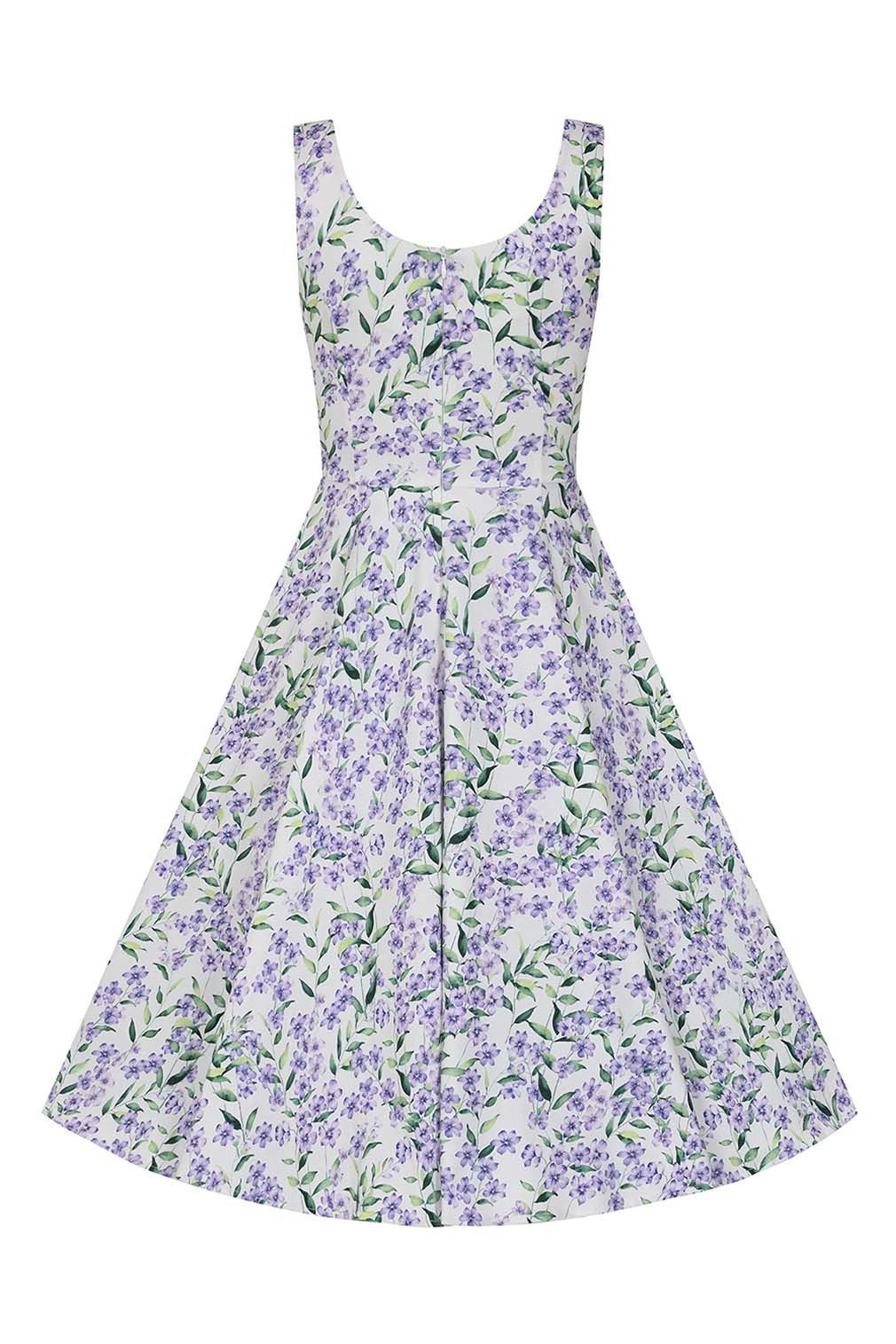 Hearts & Roses London A-Linien-Kleid Lilac Meadow Floral Blumen Vintage Retro 50er