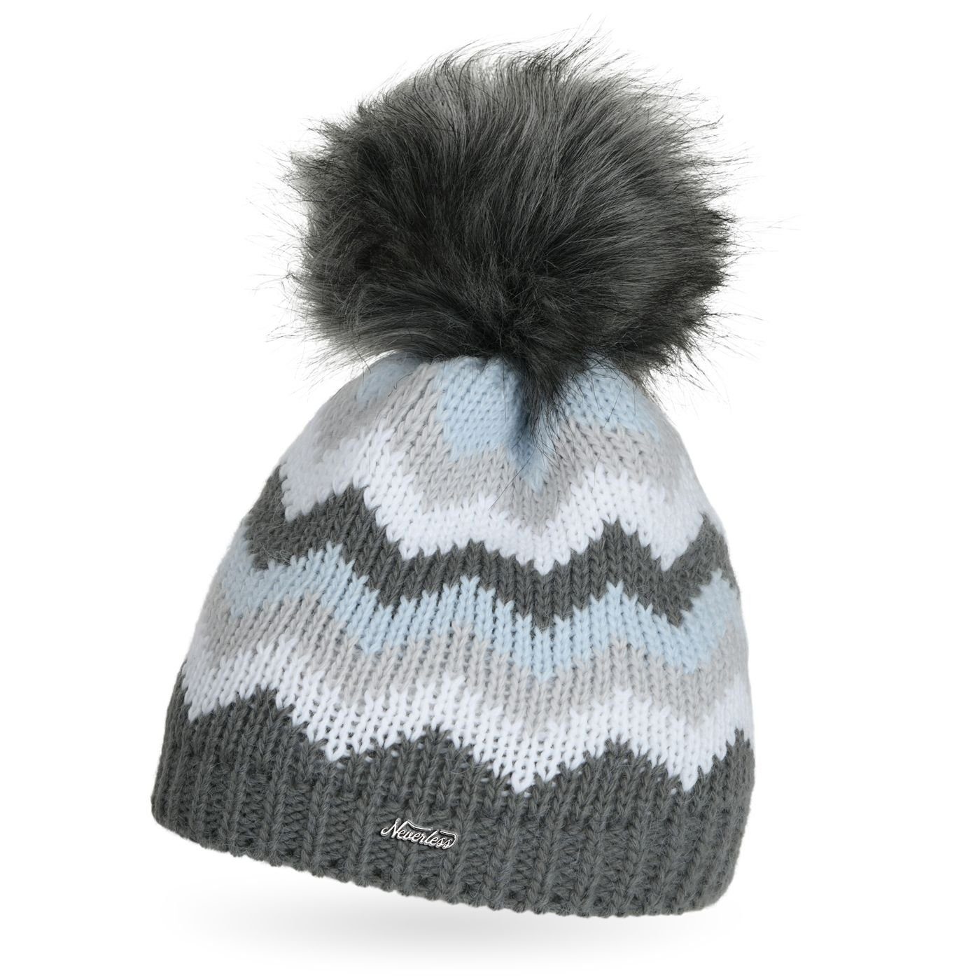 Bommelmütze Damen Strick-Mütze Bommelmütze Fell-Bommel Kunstfell Winter-Mütze mehr
