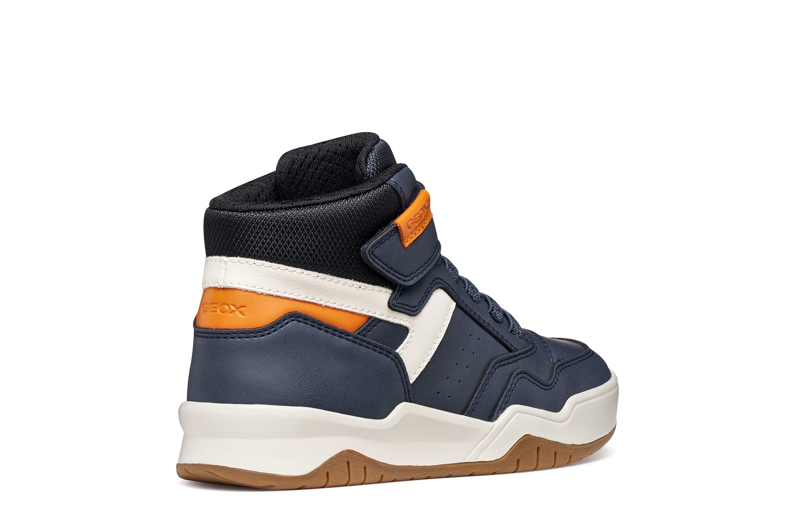 Geox J PERTH BOY Sneaker Freizeitschuh mit Kontrastbesätzen, Gummizug und Klettriemchen