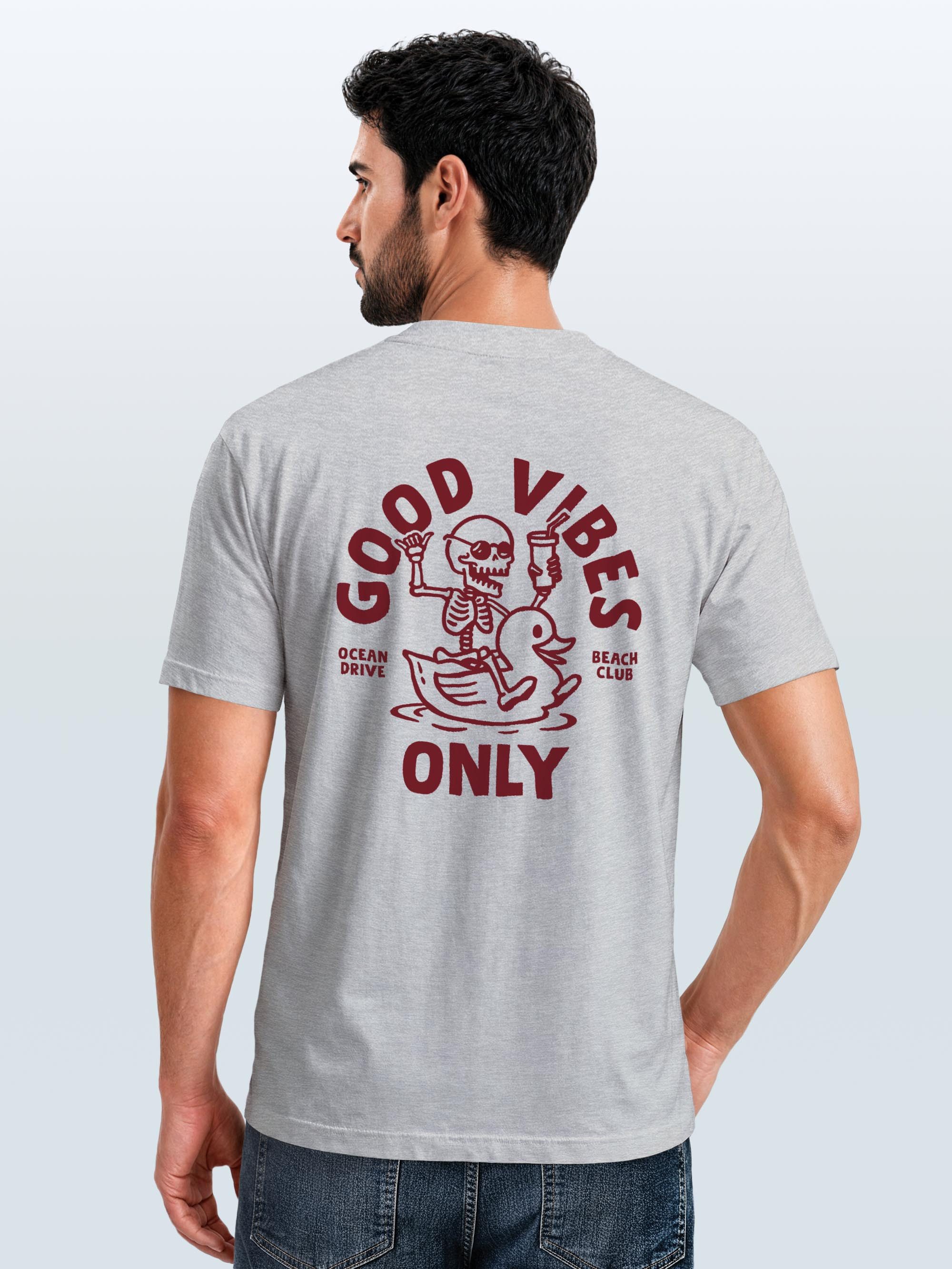 Neverless Print-Shirt Herren T-Shirt Backprint Good Vibes Only Quitsche-Ente Motivprint mit Print