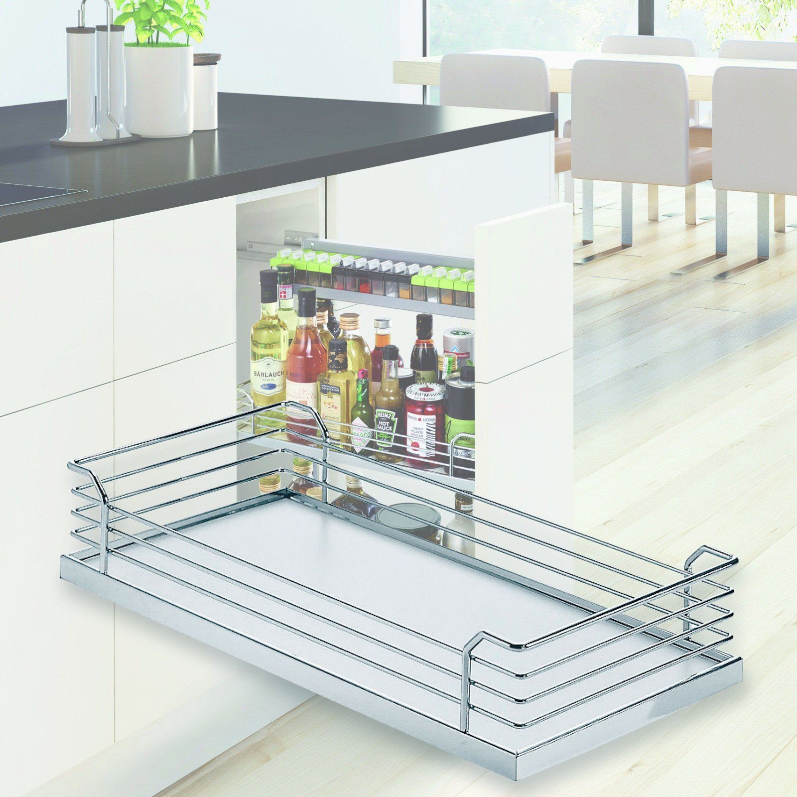 Kesseböhmer Auszugsboden Einhängetablar ARENA classic 90° silbergrau für COMFORT, 110 x 470 x 88 mm (Breite x Tiefe x Höhe)