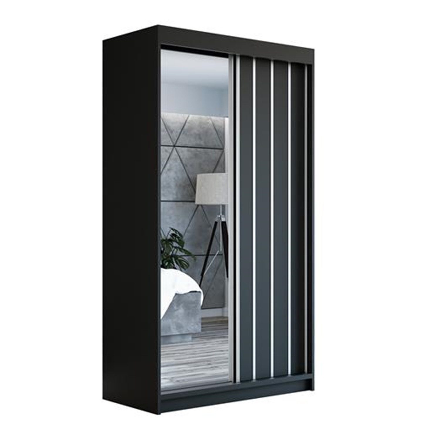 A&J MöbelLand GmbH Schwebetürenschrank VIGO mit Spiegel. (nur für kurze Zeit! TOP ANGEBOT! Geräumiger Schrank mit viel Stauraum:6 Regalen und 1 Kleiderstange – -ideal zur Aufbewahrung von Kleidung und Accessoires. TOP PRODUKT! Farbe und Größe (120 cm, 160 cm, 180 cm) zur Auswahl -wählen Sie das ideale Modell für Ihr Schlafzimmer!, Kleiderschrank mit Regalen) Breite: 120 cm, 160 cm, 180 cm, Höhe: 215 cm, Tiefe: 59,5 cm