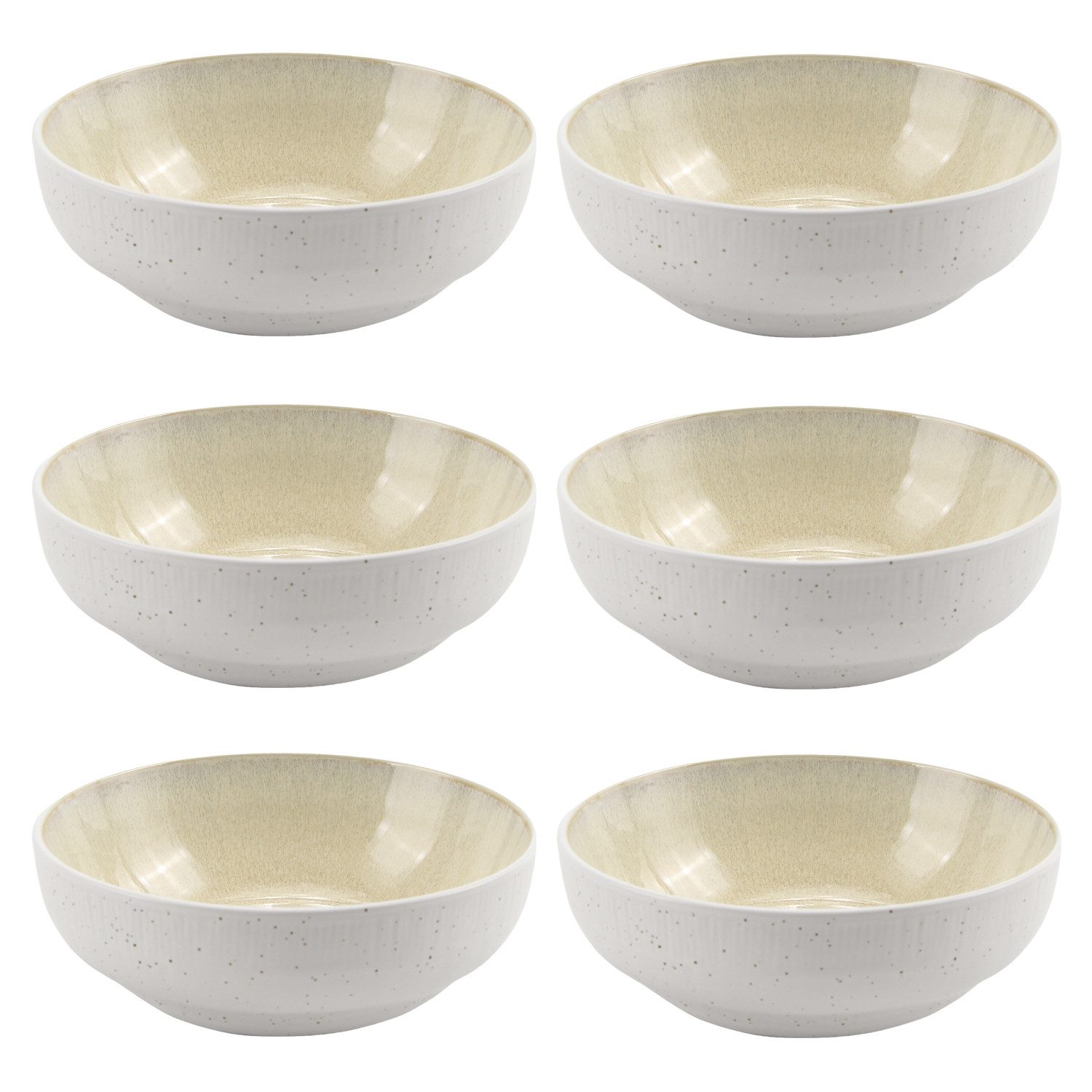 HIT Trading Schale TIZIANA, 6er Set, Beige, Weiß, Ø 17 cm, Steingut, spülmaschinengeeignet