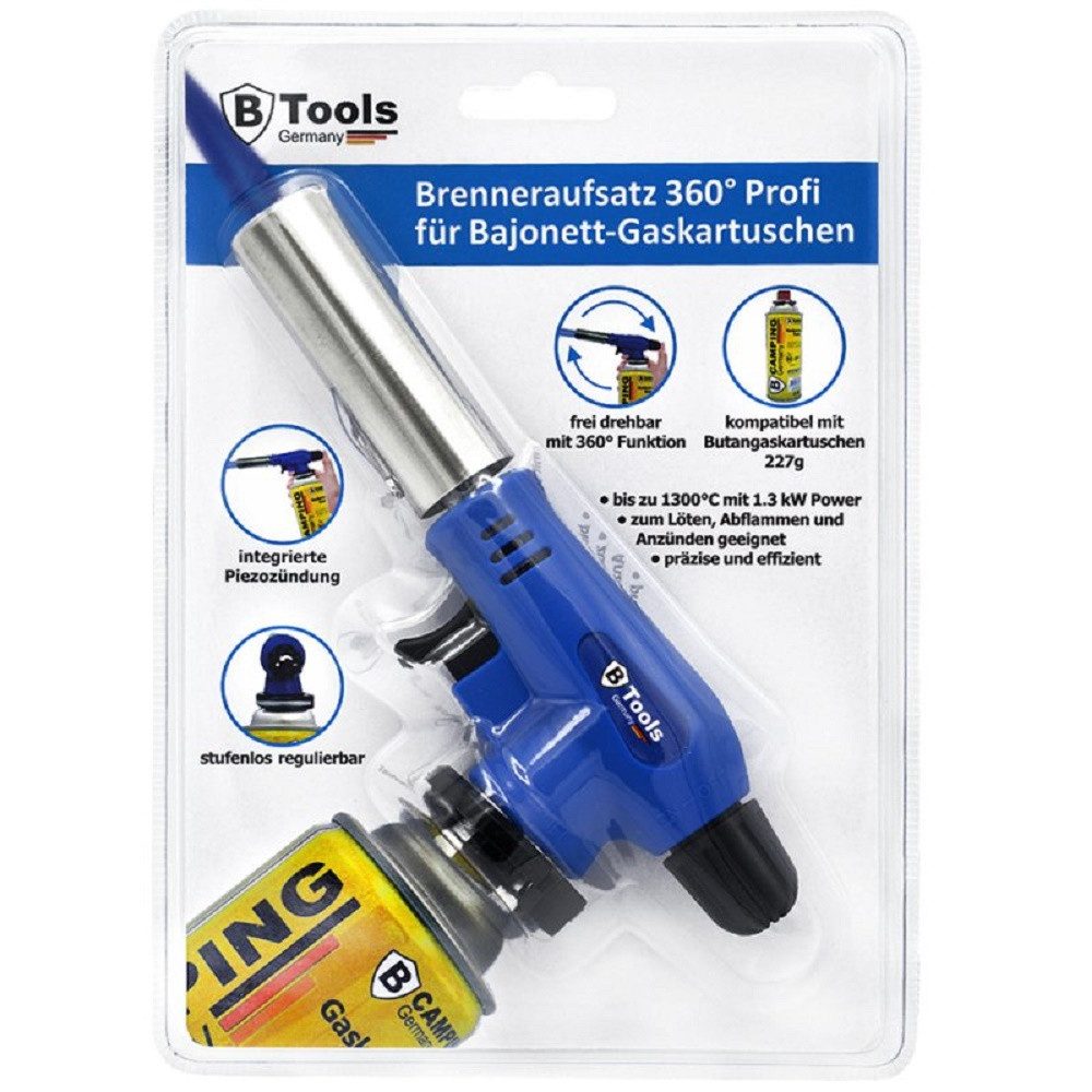 B-Tools Weichlötbrenner 36294, (Einzelartikel 1-St), 360 Grad Nutzung für flexibles Arbeiten in jeder Position