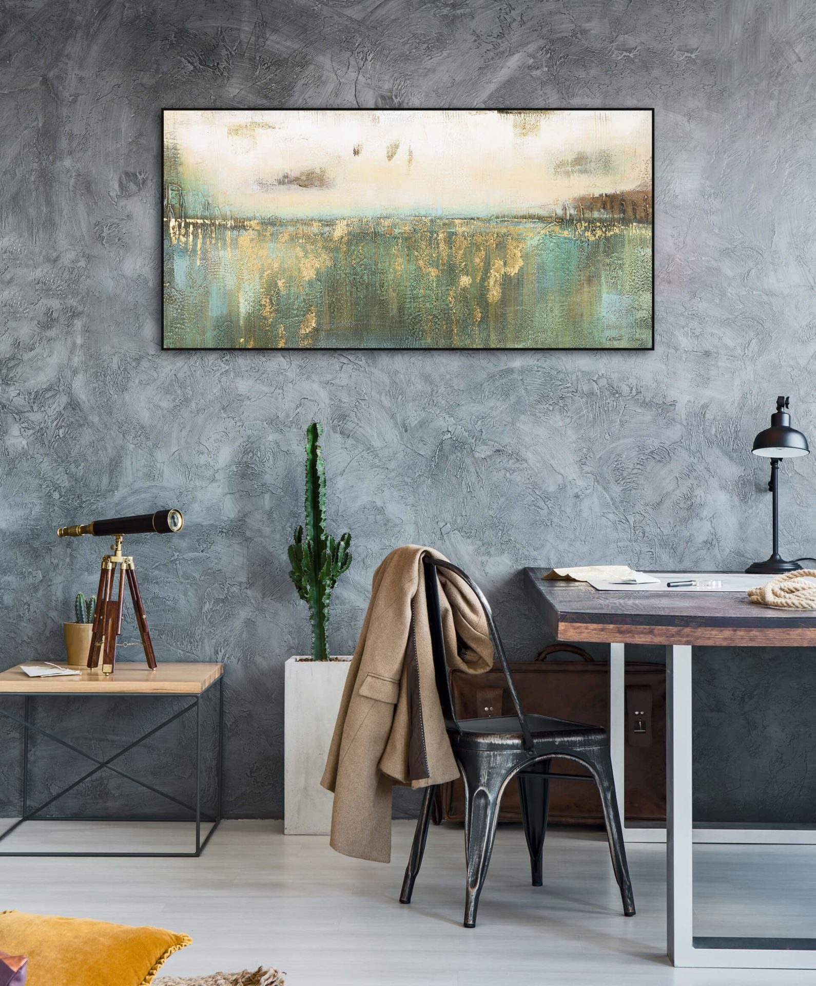 KUNSTLOFT Gemälde Über den Horizont 120x60 cm, Leinwandbild 100% HANDGEMALT Wandbild Wohnzimmer