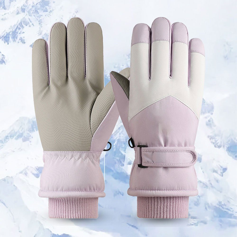 LAKKEC Fäustlinge Verdickte warme Touchscreen Männer verfügbar Outdoor-Skihandschuhe Frauen und geeignet für lila wasserdichte